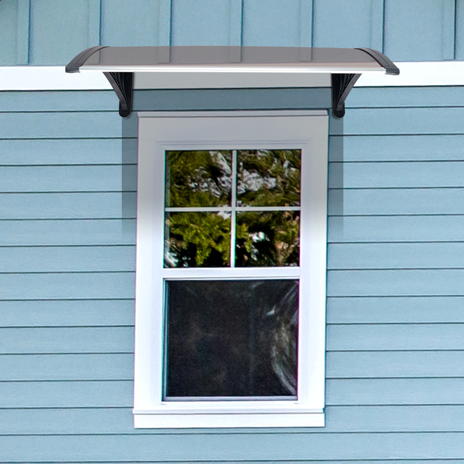40*38in Household Application Door & Window Rain Cover Eaves Brown Board & Black Holder view 19