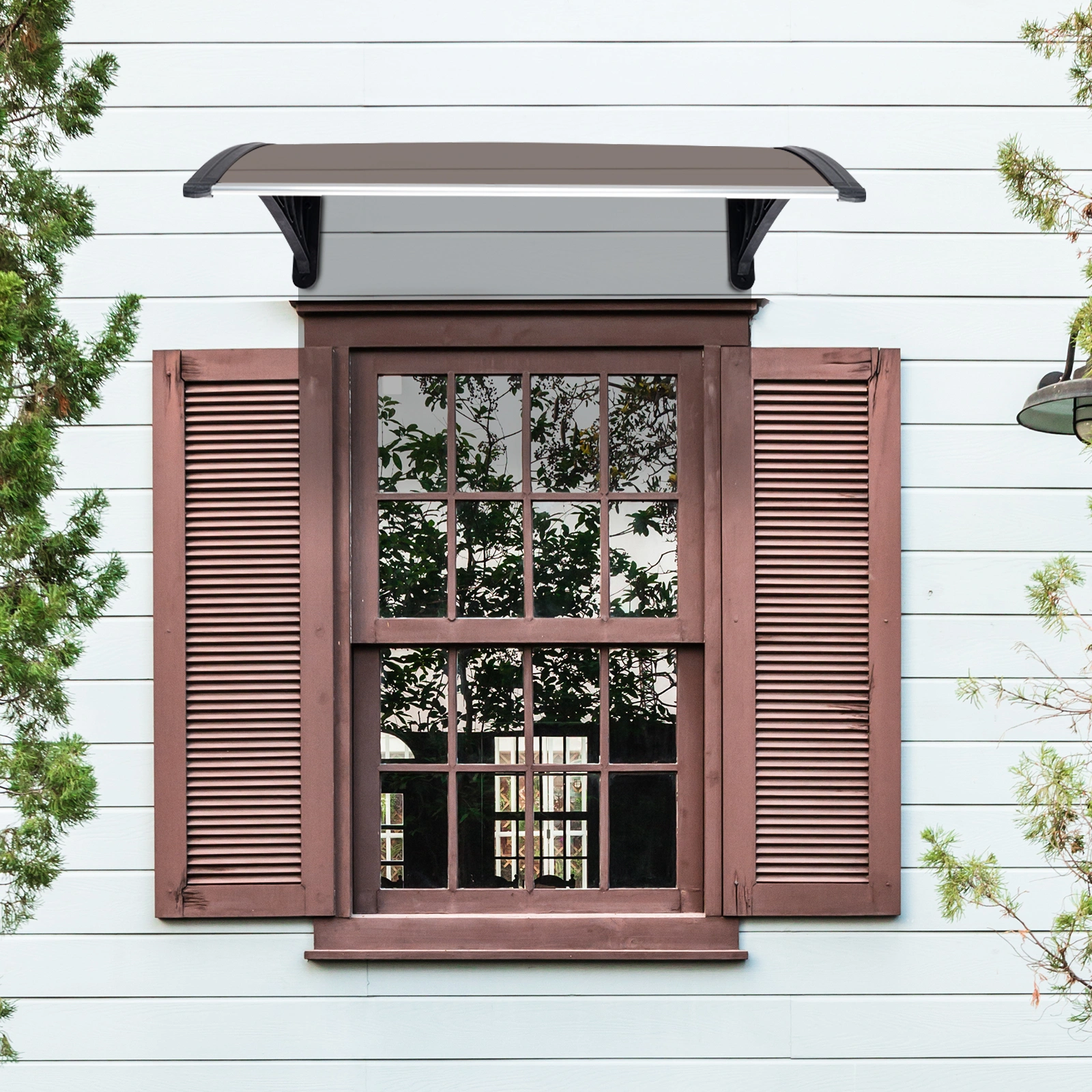 40*38in Household Application Door & Window Rain Cover Eaves Brown Board & Black Holder view 22