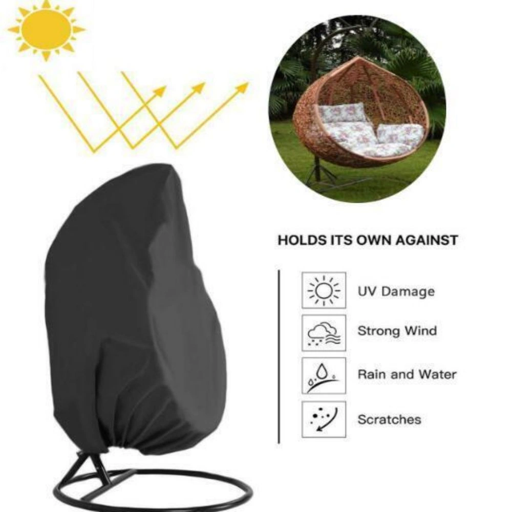 Waterproof Double Egg Chair Cover, Outdoor Rattan Hanging Swing Hammock Protector Cover view 3