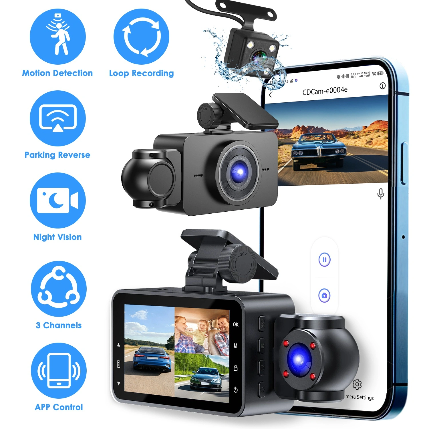 3 Channel Dash Cam 1080