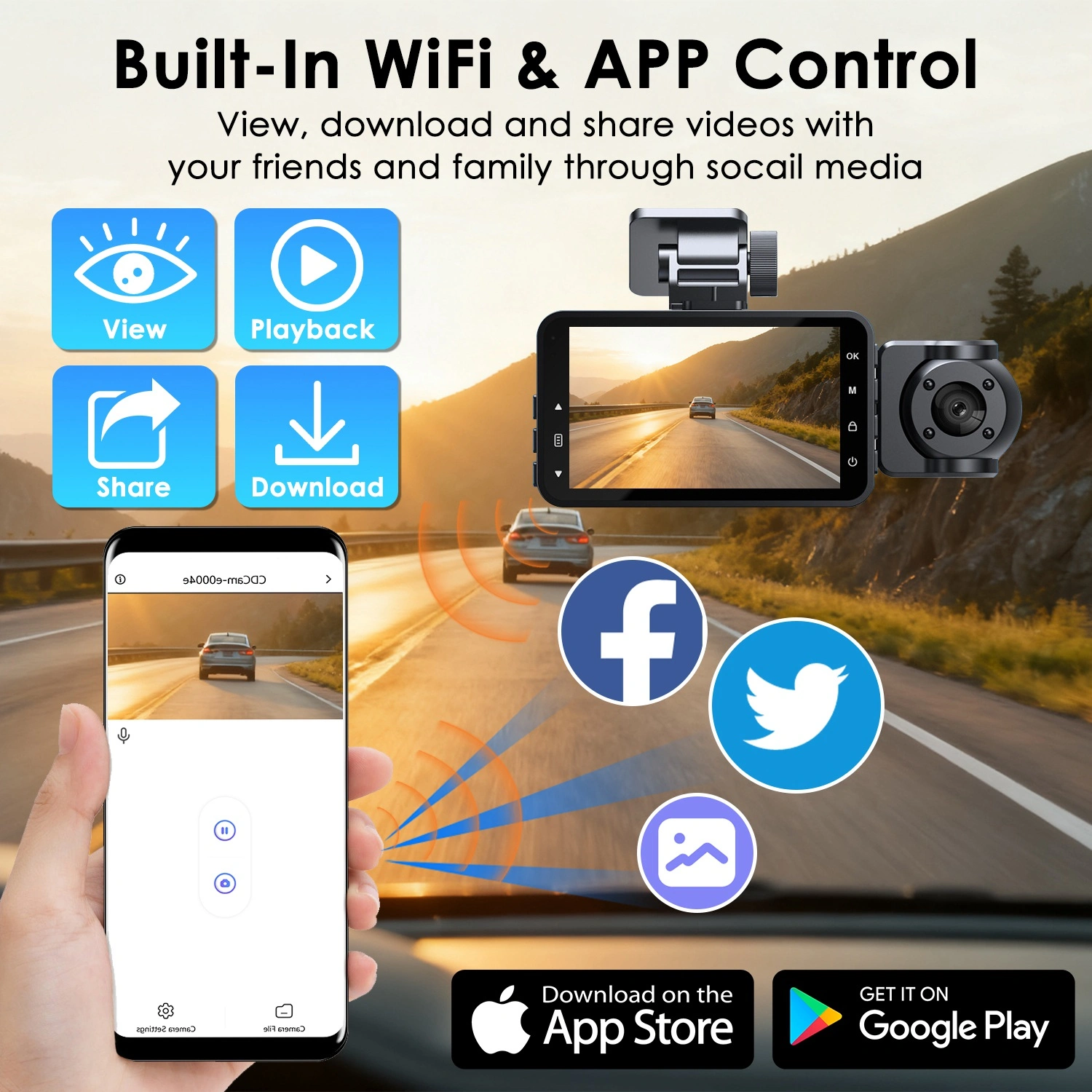 3 Channel Dash Cam 1080 view 6