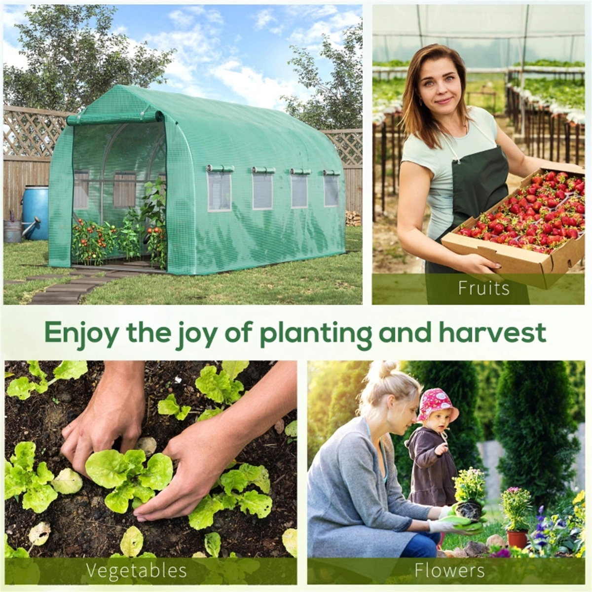 Polytunnel Greenhouse Tent for Garden Plant Growing, Outdoor Greenhouse view 2