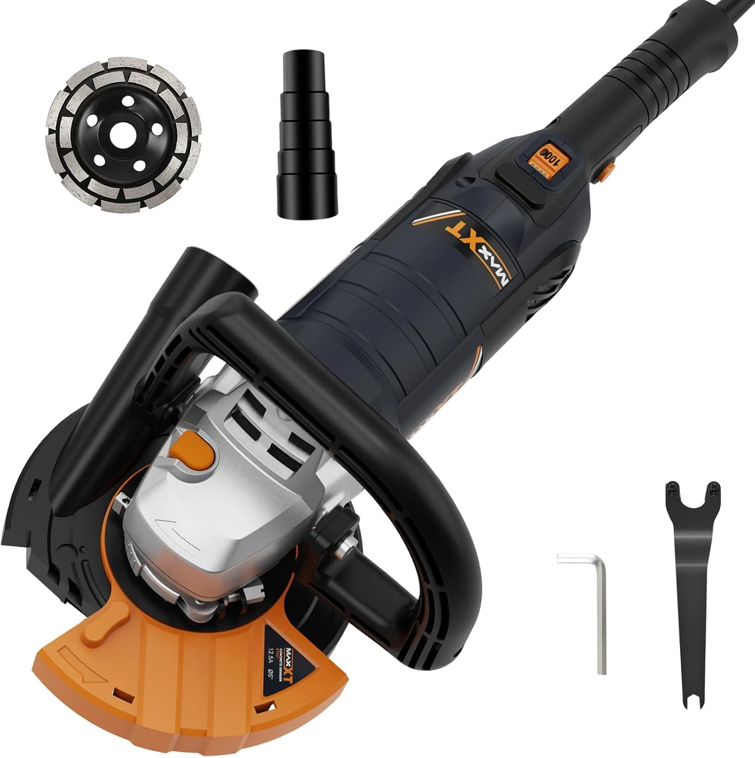 5 Inch Concrete Surfacing Grinder, 1500W 14A Motor, 7 Adjustable Speed Angle Grinder Kit with Diamond Disc, Removable Guard[Unable ship on weekends, TK/TEMU only for pickup, only TX10643 warehouse supports GOFO]