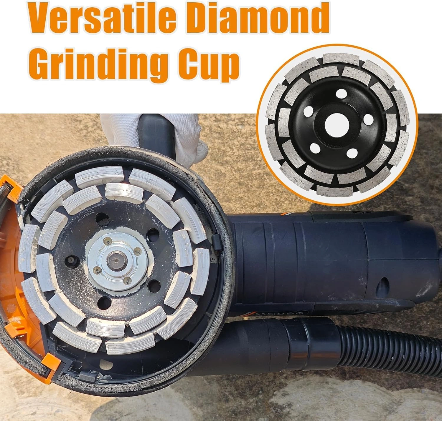 5 Inch Concrete Surfacing Grinder, 1500W 14A Motor, 7 Adjustable Speed Angle Grinder Kit with Diamond Disc, Removable Guard[Unable ship on weekends, TK/TEMU only for pickup, only TX10643 warehouse supports GOFO] view 3