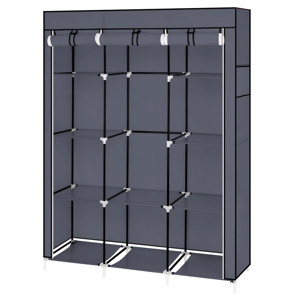 Portable Closet Organizer 67" Wardrobe with 10 Shelves, Quick & Easy Assembly, Extra Storage Space - Gray
