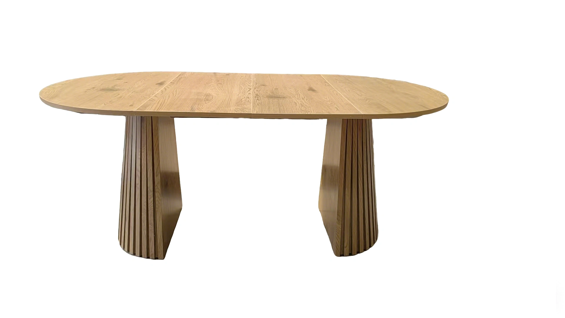 Wooden Dining Table Extendable Oval, Space Saving Multi-functional Coffee/Desk Table with Slatted Legs