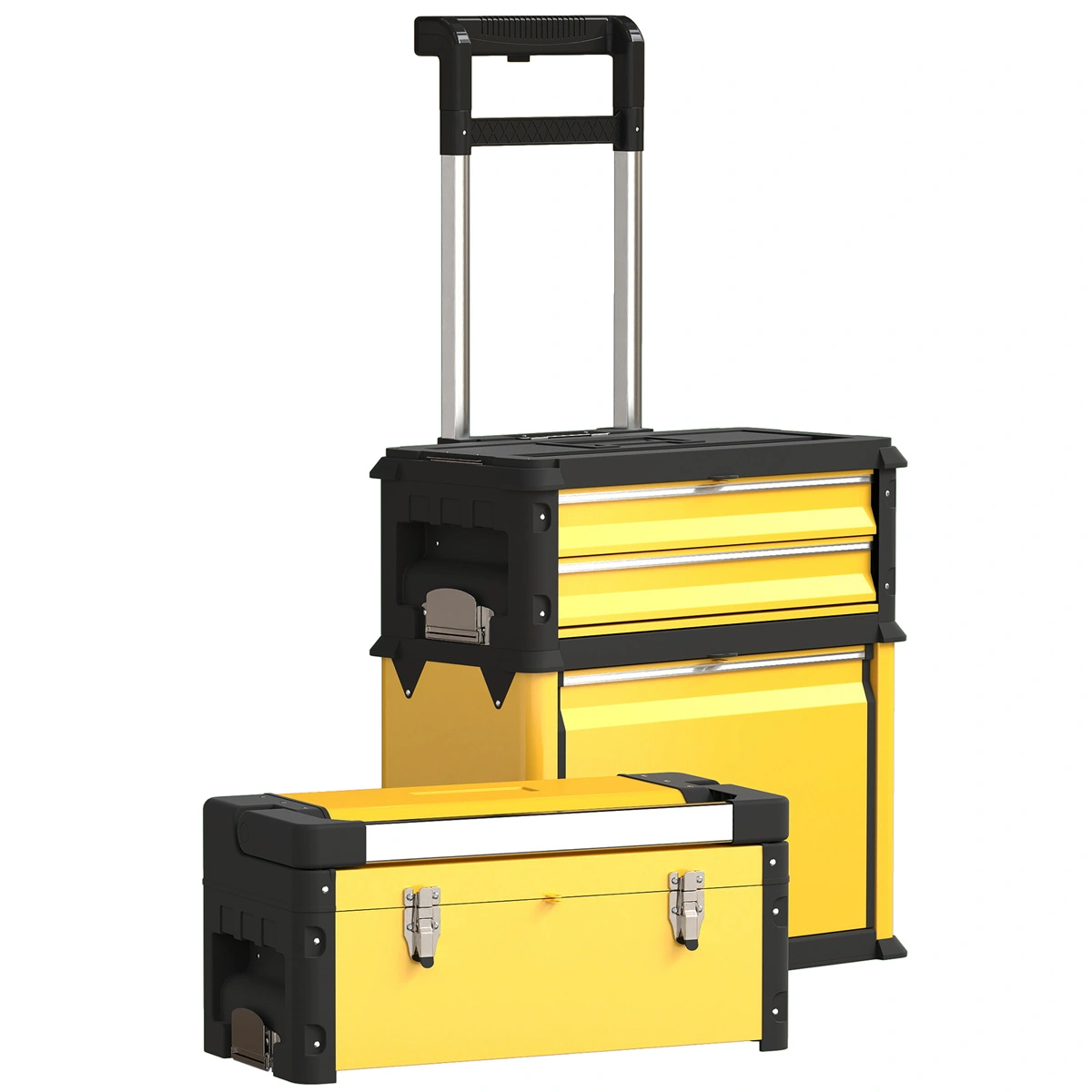 Heavy Duty Metal Tool Box with Locking Lid, Large Storage Organizer Chest for Garage, Workshop & Outdoor Use view 3