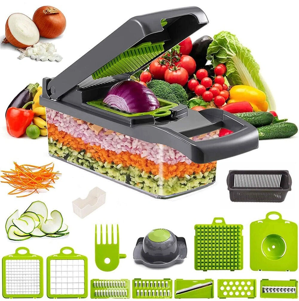 15-in-1 Vegetable Chopper Slicer, Onion Dicer & Fruit Cutter, Multi-Function Kitchen Food Processor