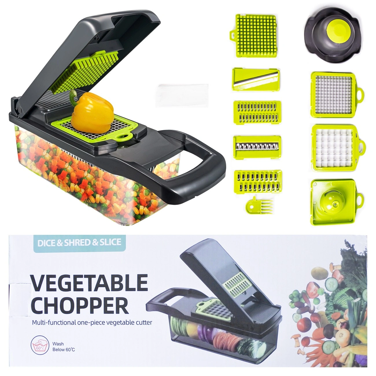 15-in-1 Vegetable Chopper Slicer, Onion Dicer & Fruit Cutter, Multi-Function Kitchen Food Processor view 5
