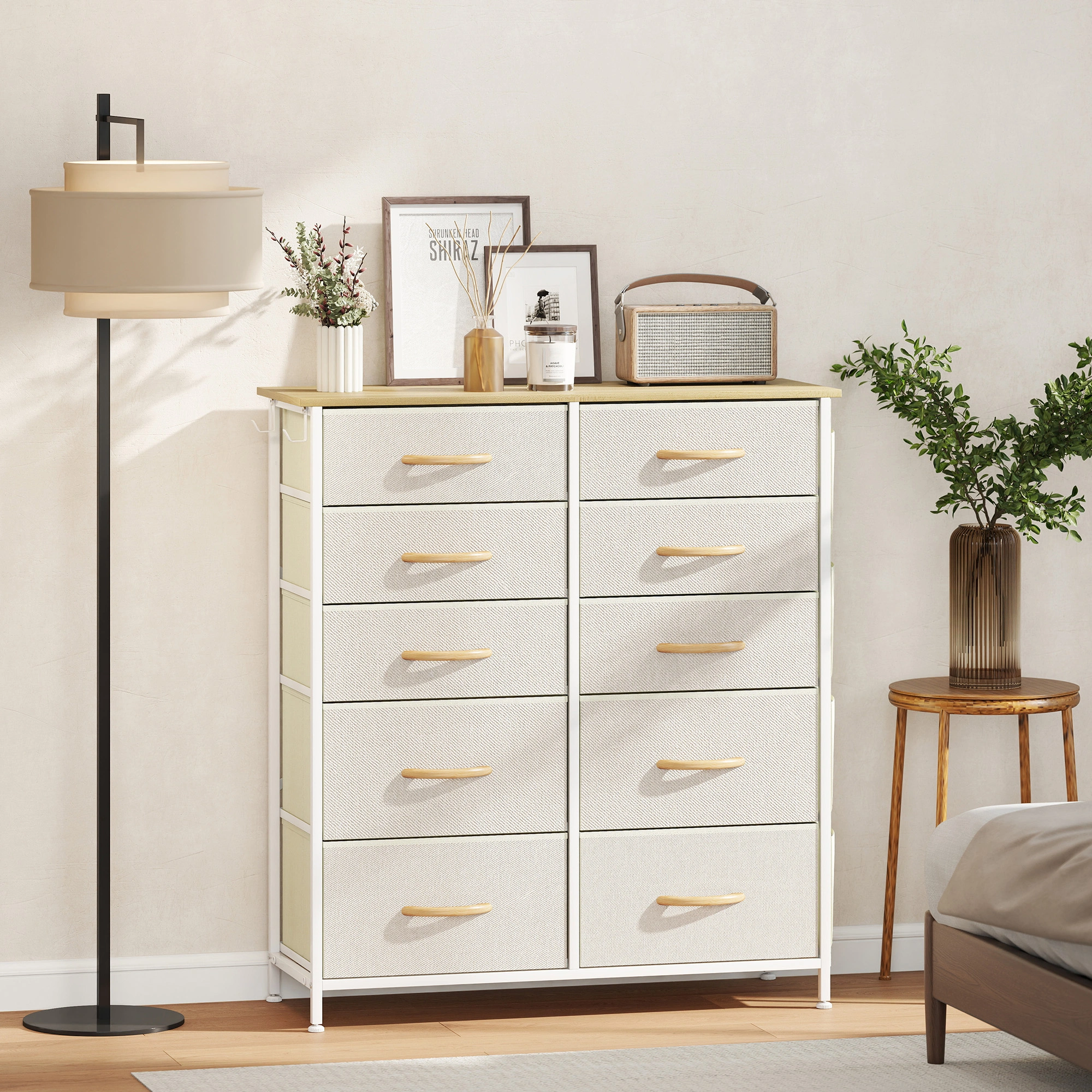 4-Drawer Wooden Storage Chest - Natural Oak Finish Bedroom Dresser with Wide Drawers, Solid Pine Wood Construction, Easy Assembly