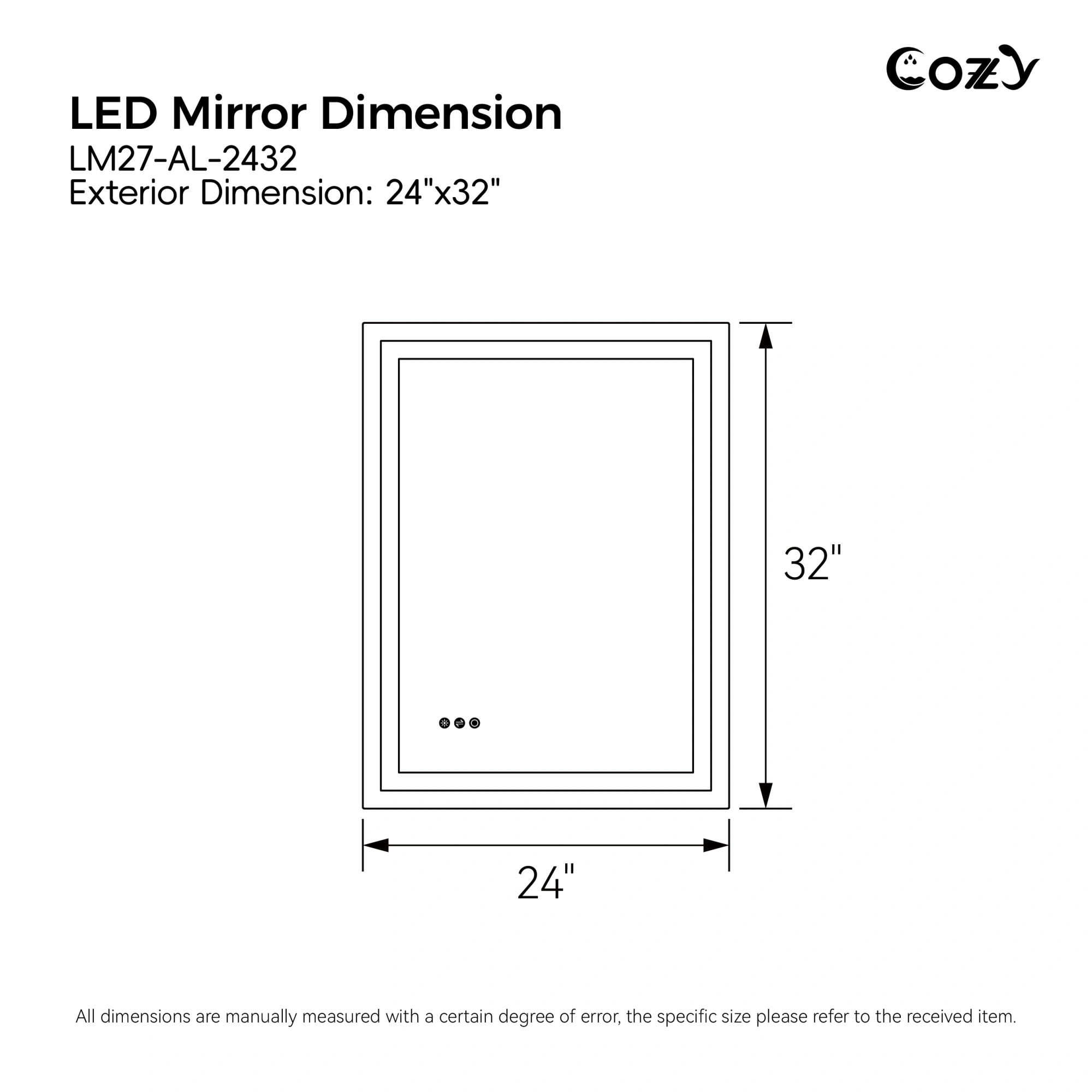 24"x32" LED Bathroom Mirror, Front-Lit and Back-Lit, 3 Color Tem Adjustable, Brightness Memory, Anti-fog LED Vanity Mirror[Unable ship on weekends, TK/TEMU only for pickup, only TX10643 warehouse supports GOFO] view 2
