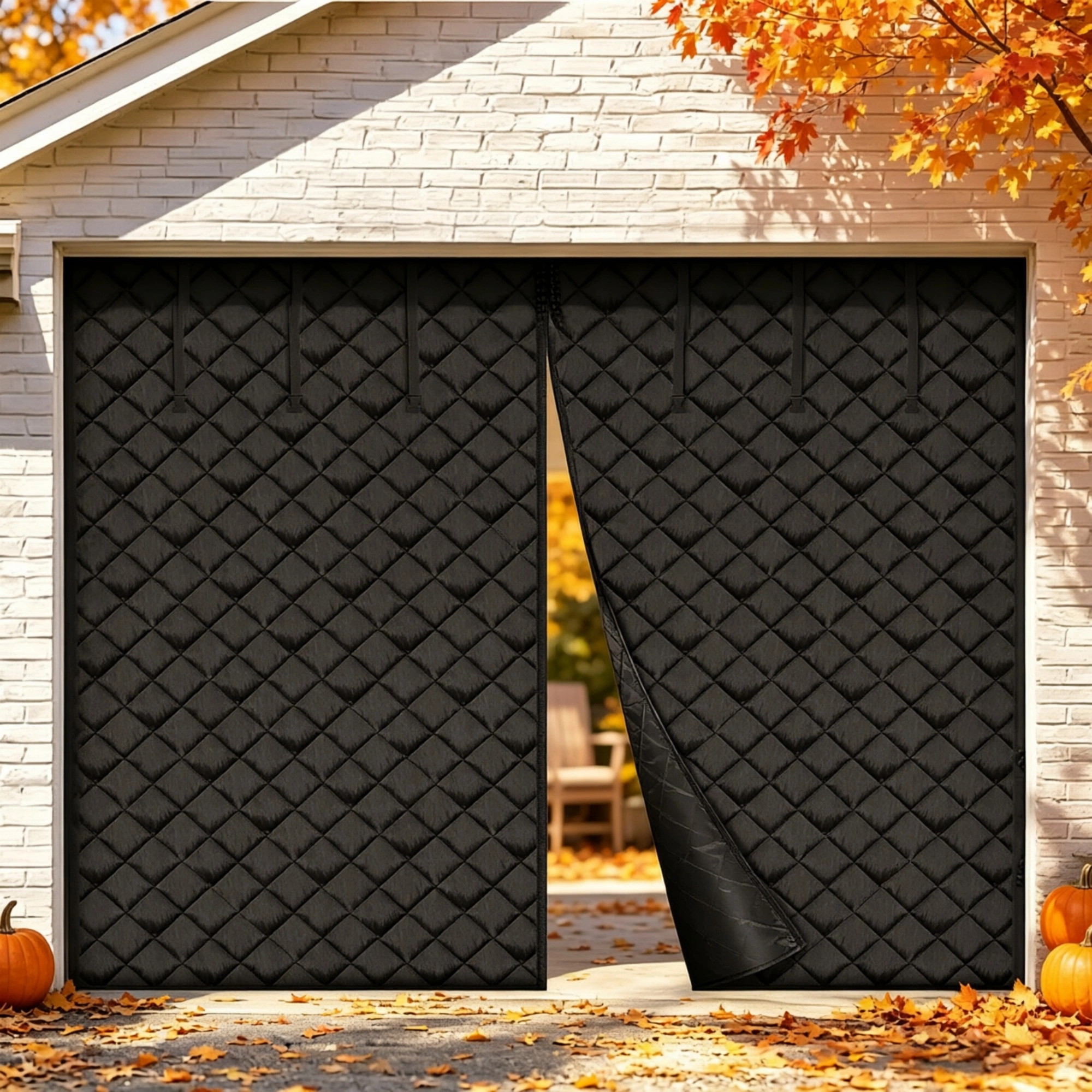 Garage Door Insulation Kit 8x7 FT, Magnetic Thermal Door Curtain, 300D Oxford Fabric, Heavy Duty Weighted Bottom for Cold Weather Energy Saving