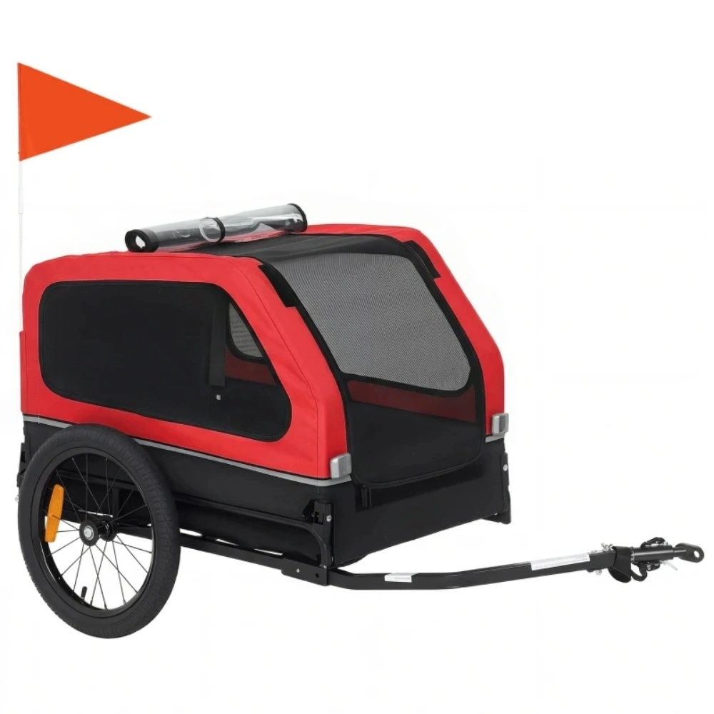 Pet Bike Trailer for Dogs & Cats, Foldable 2-in-1 Pet Bicycle Trailer with Removable Tent, Safety Strap, Weather Cover, Black view 2