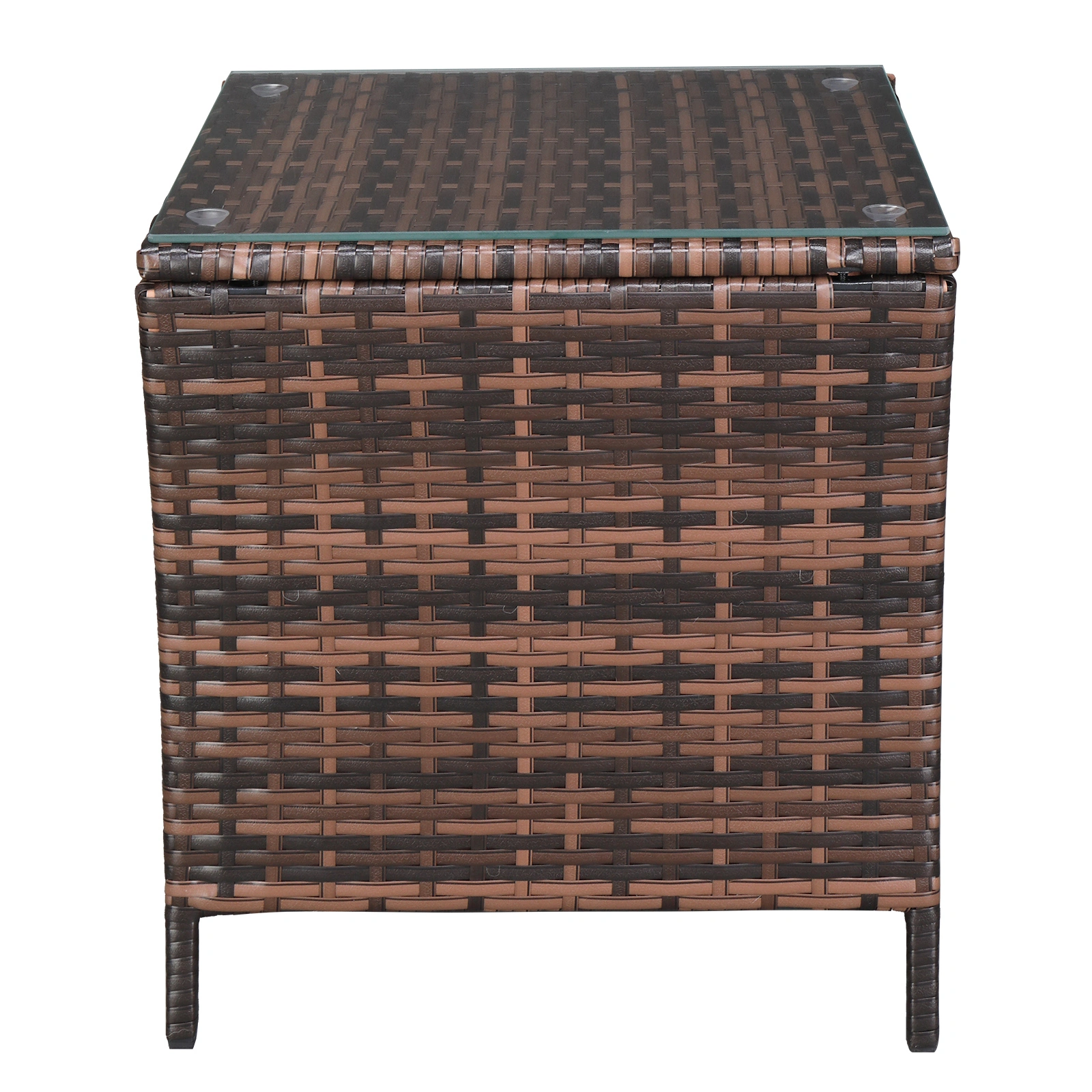 Glass Surface Brown Gradient Iron Frame Rattan Side Table view 23