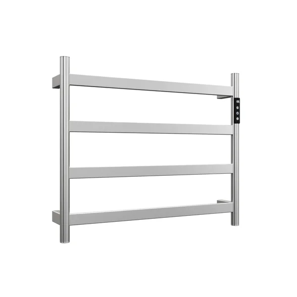 22.5" Brushed Nickel Heated Towel Rack for Bathroom,Wall Mounted with Intelligent Touch Screen Timer, 4-Bar Towel Warmer, 304 Stainless Steel Polished, Plug-in/Hard-Wired[Unable ship on weekends, TK/TEMU only for pickup, only TX10643 warehouse suppor view 2