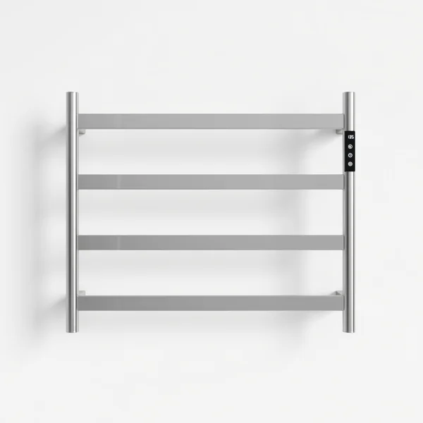 22.5" Brushed Nickel Heated Towel Rack for Bathroom,Wall Mounted with Intelligent Touch Screen Timer, 4-Bar Towel Warmer, 304 Stainless Steel Polished, Plug-in/Hard-Wired[Unable ship on weekends, TK/TEMU only for pickup, only TX10643 warehouse suppor view 4
