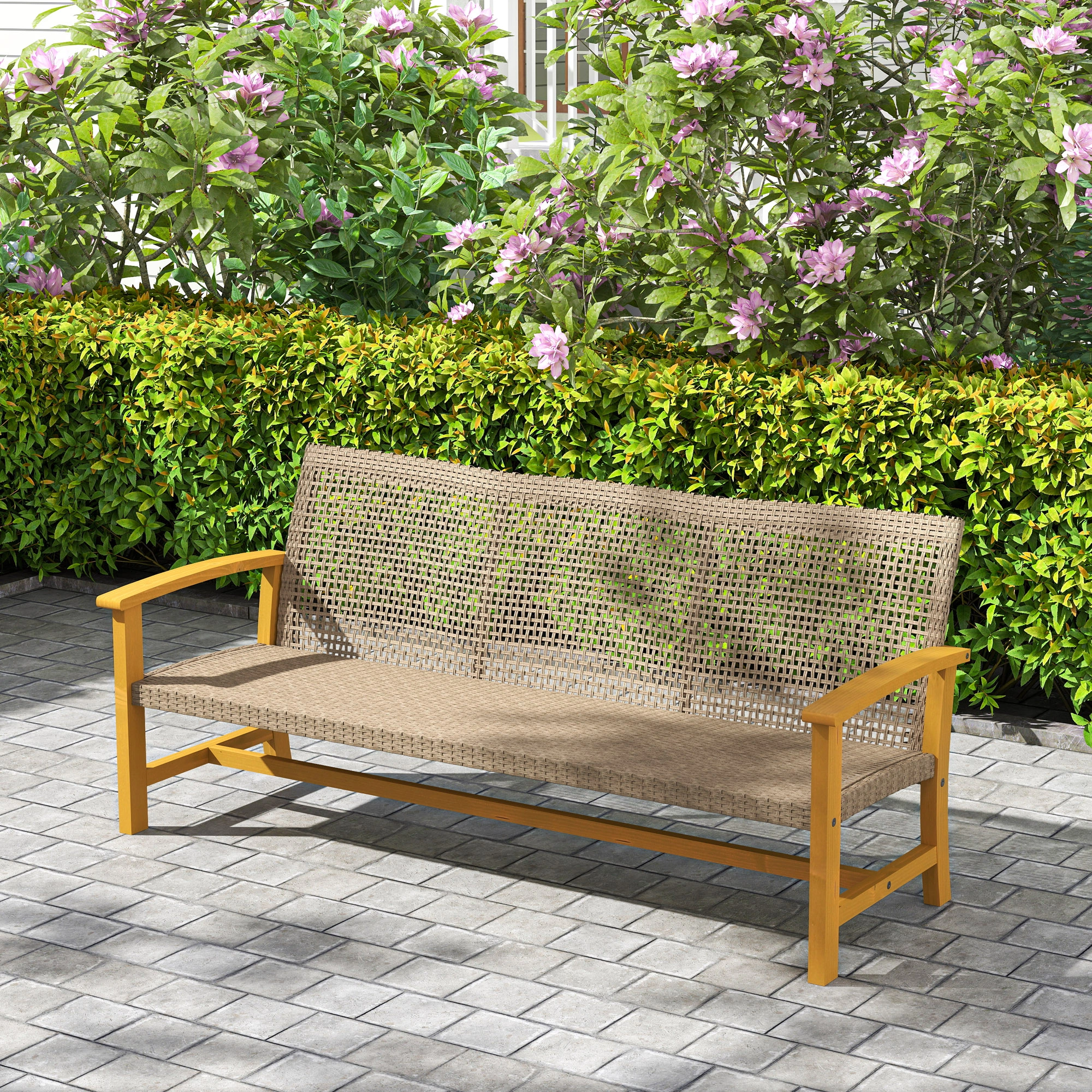 3-Seat Wicker Outdoor Sofa Set Patio Furniture Conversation Seating with Cushions Rattan Couch for Garden Backyard Deck