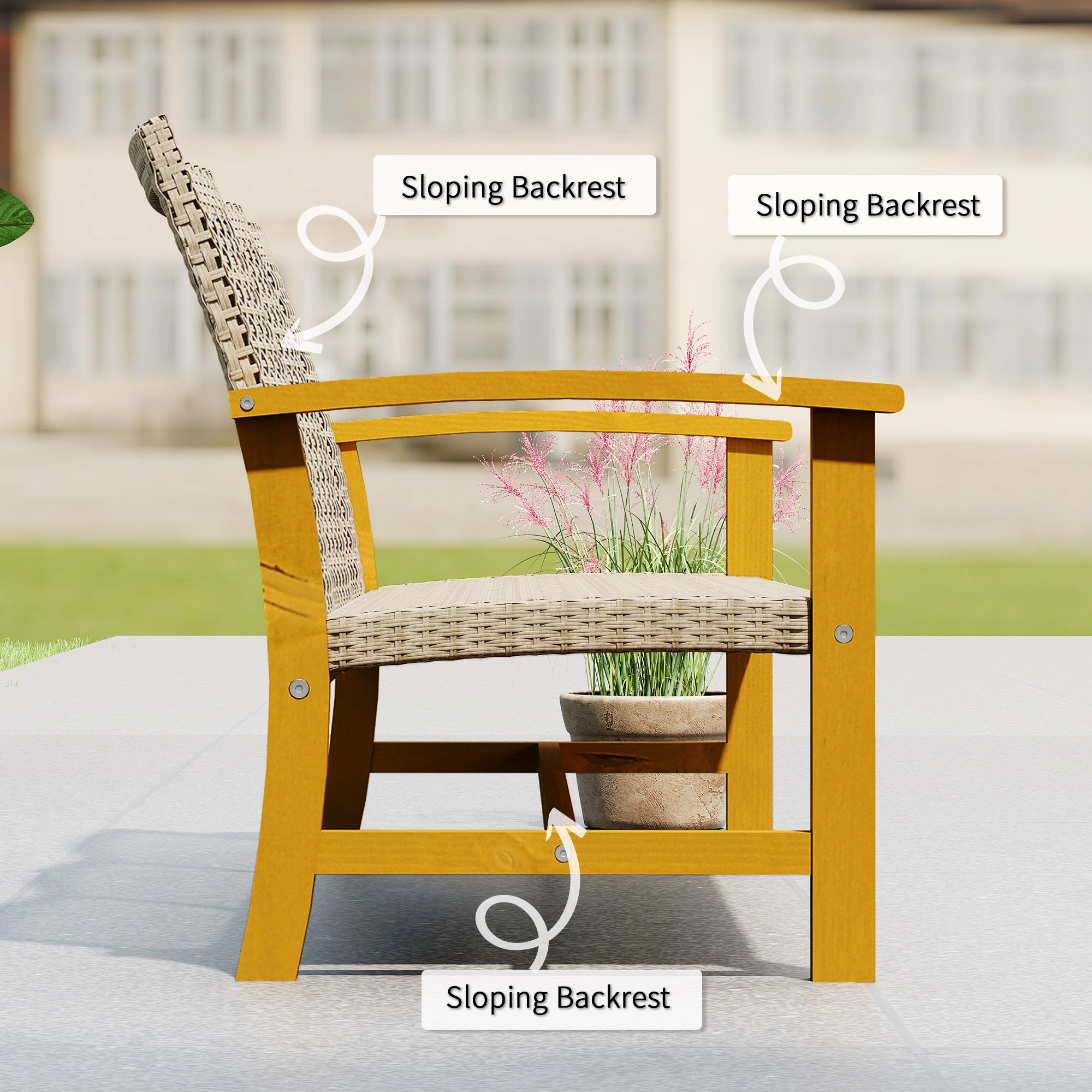 3-Seat Wicker Outdoor Sofa Set Patio Furniture Conversation Seating with Cushions Rattan Couch for Garden Backyard Deck view 7