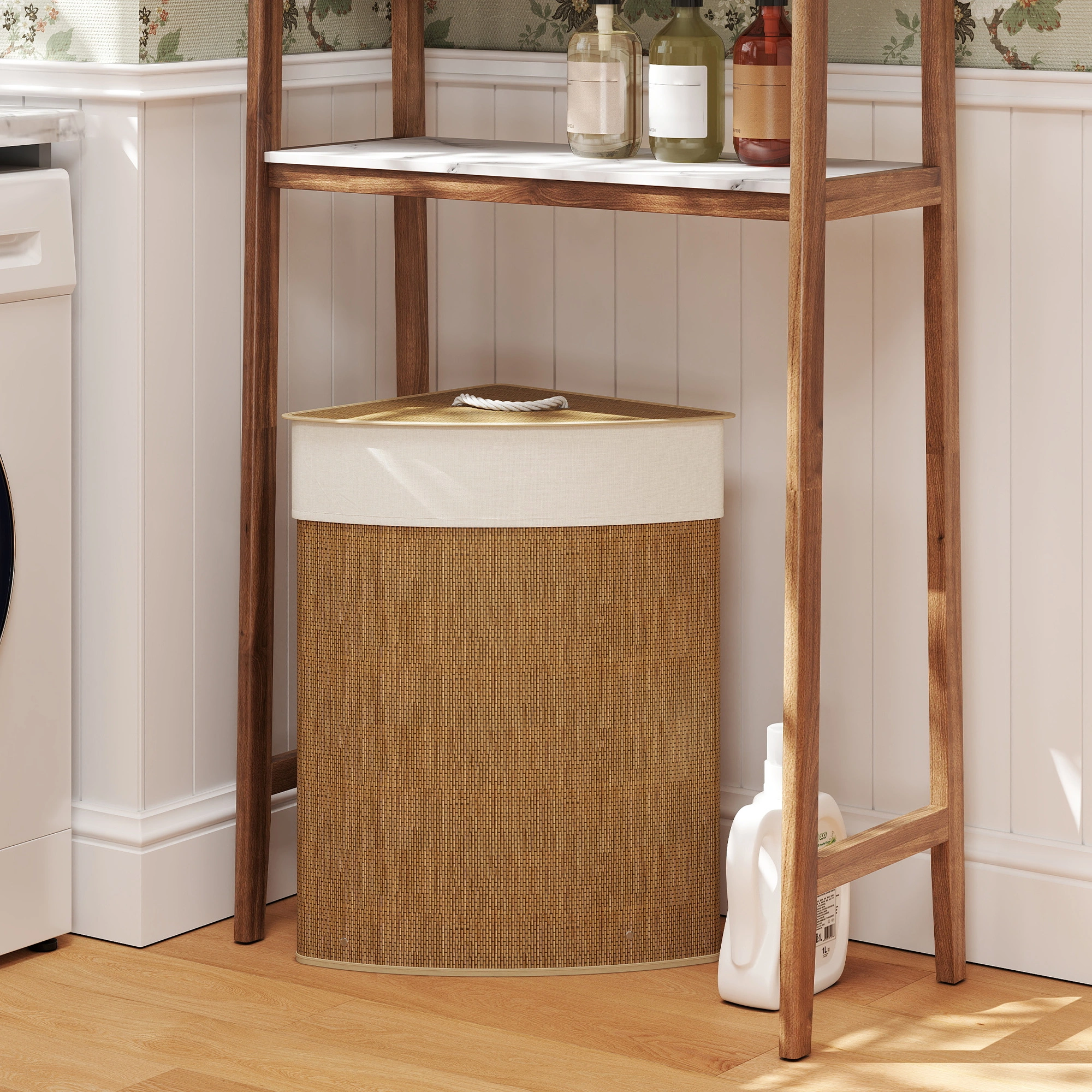 Laundry Hamper Cabinet - Folding Storage Cabinet with Doors, Space-Saving Organizer view 3