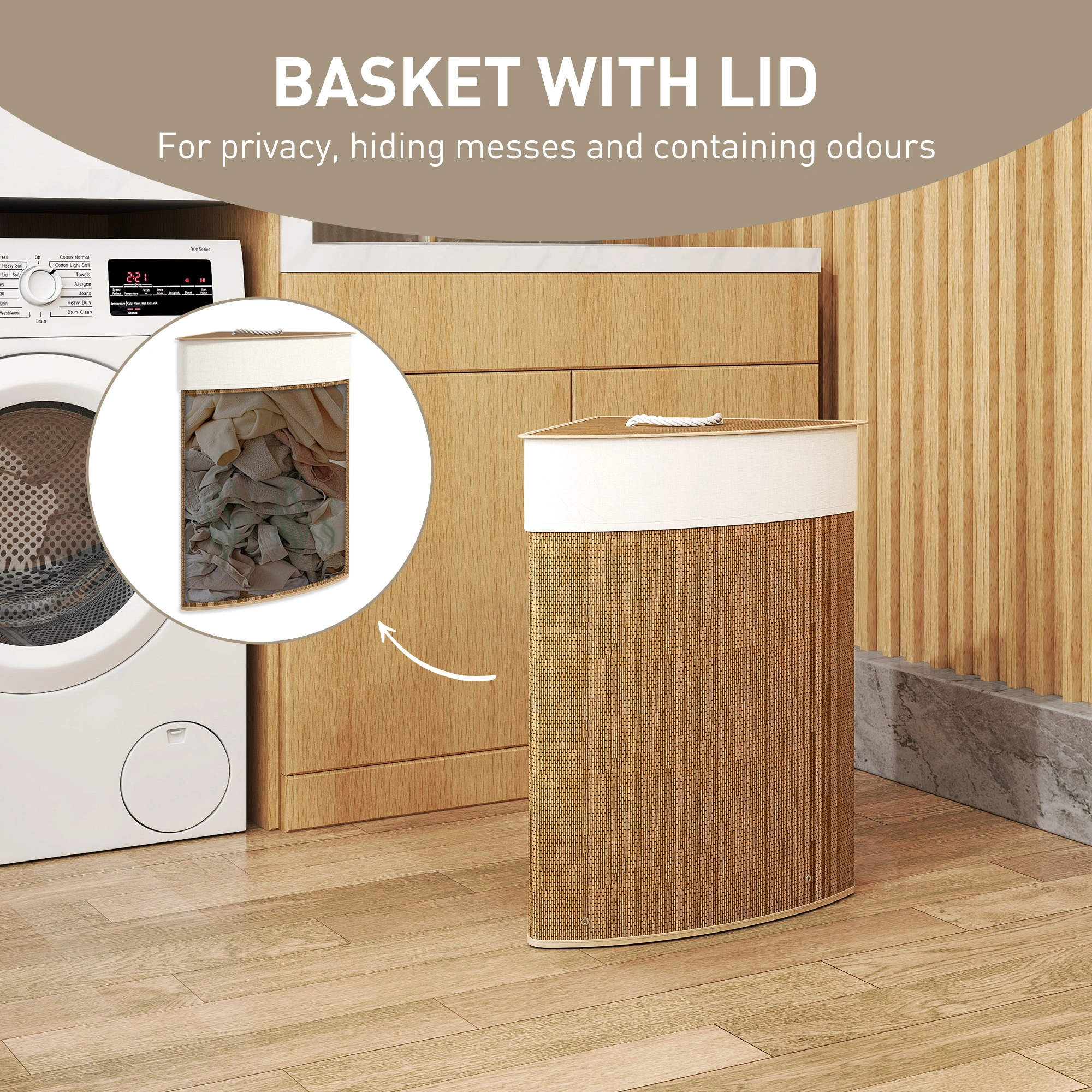Laundry Hamper Cabinet - Folding Storage Cabinet with Doors, Space-Saving Organizer view 5
