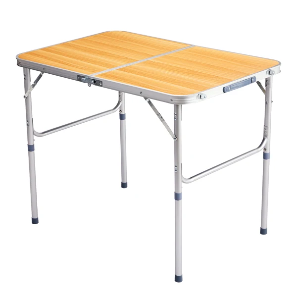 3ft Aluminum Alloy Folding Table wood grain color view 4