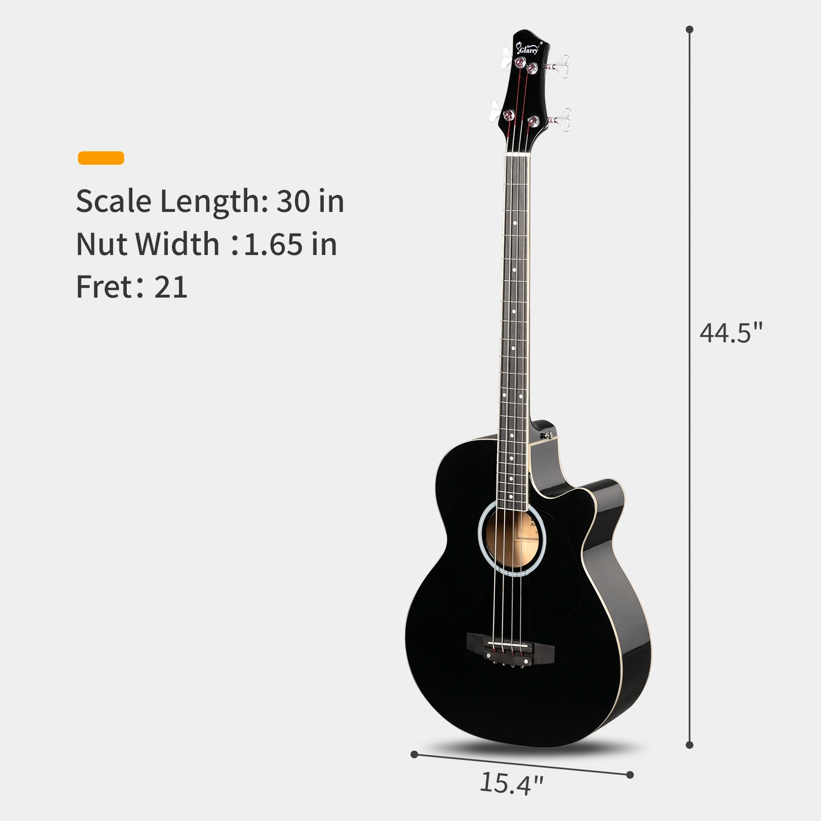 GMB101 4 string Electric Acoustic Bass Guitar w/ 4-Band Equalizer EQ-7545R Black view 10