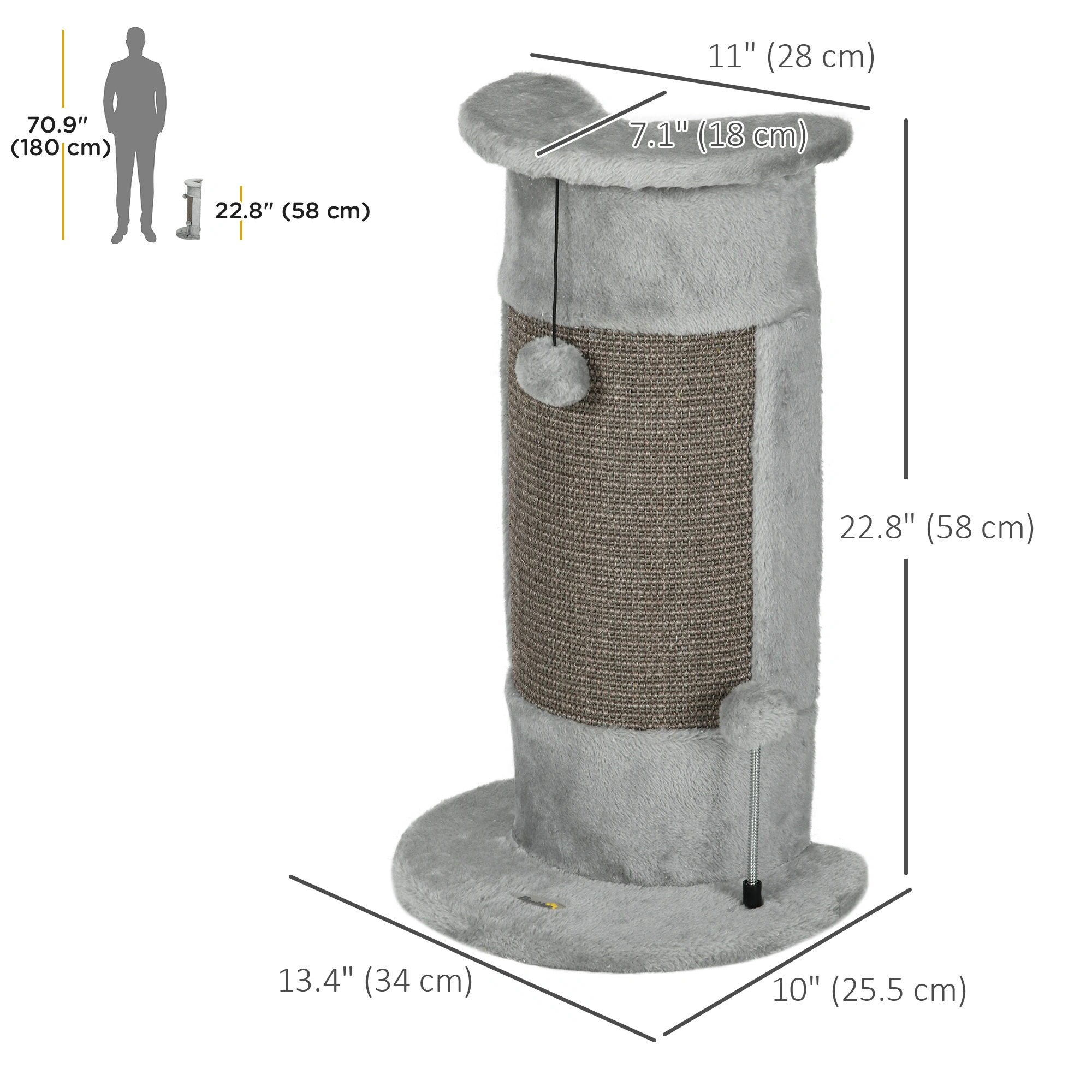 Multi-Level Cat Tree Condo - Tall Cat Tower with Sisal Scratching Posts, Cozy Hideaway Houses & Plush Perches view 3