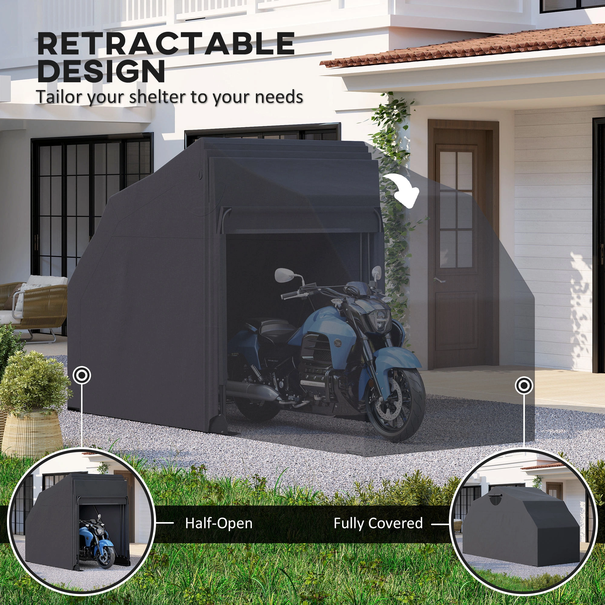 Heavy Duty Motorcycle Shelter Carport Cover view 2