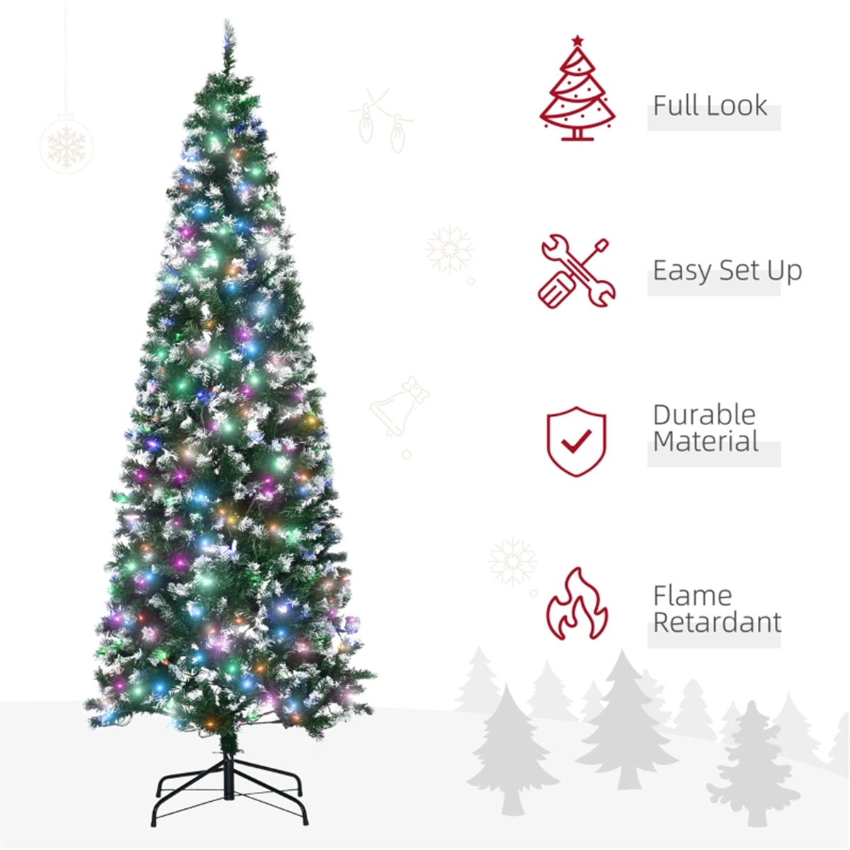 5 Ft Artificial Christmas Tree, Full Body Hinged Branches, Indoor Outdoor Holiday Decor, Easy Assembly, Stand Included