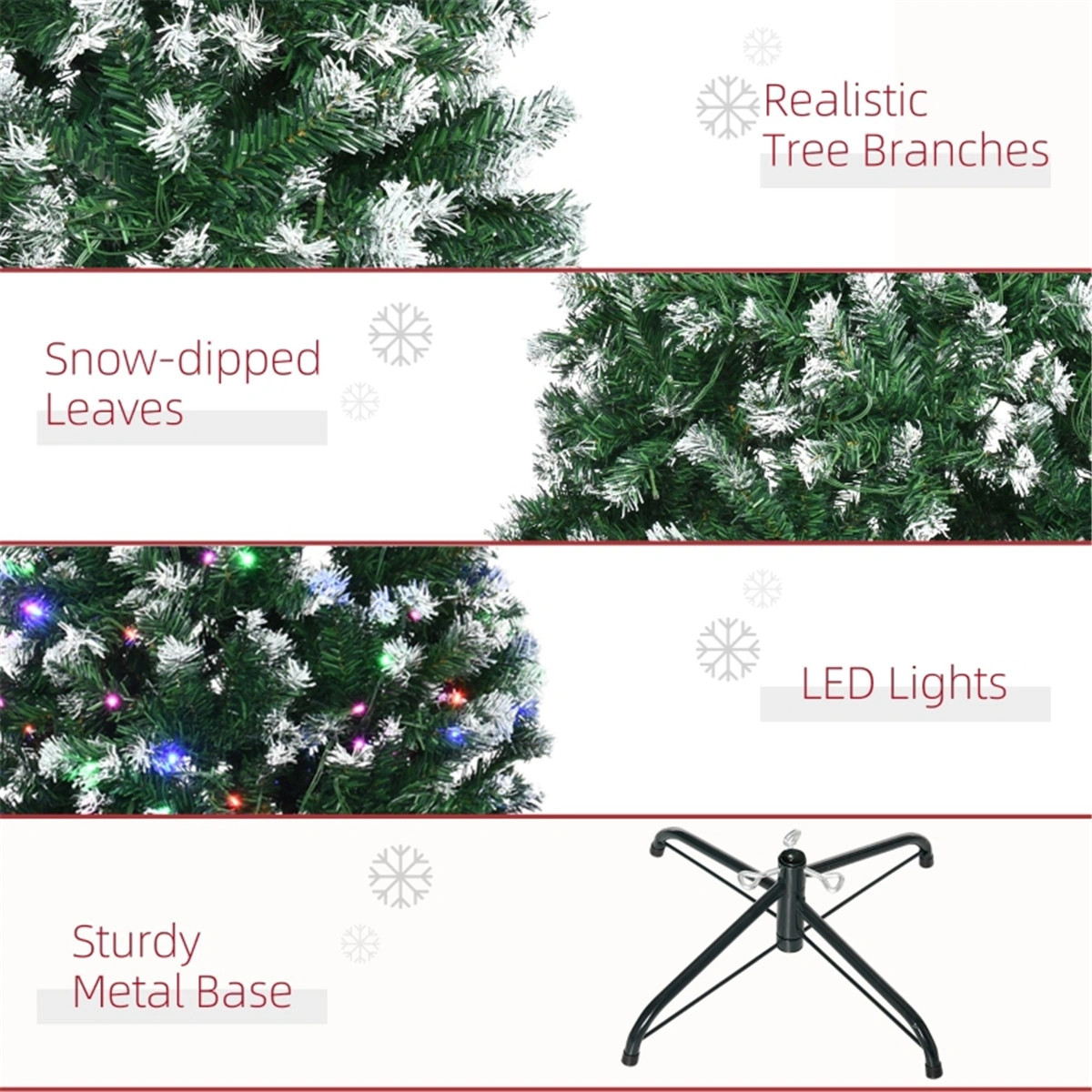 5 Ft Artificial Christmas Tree, Full Body Hinged Branches, Indoor Outdoor Holiday Decor, Easy Assembly, Stand Included view 2