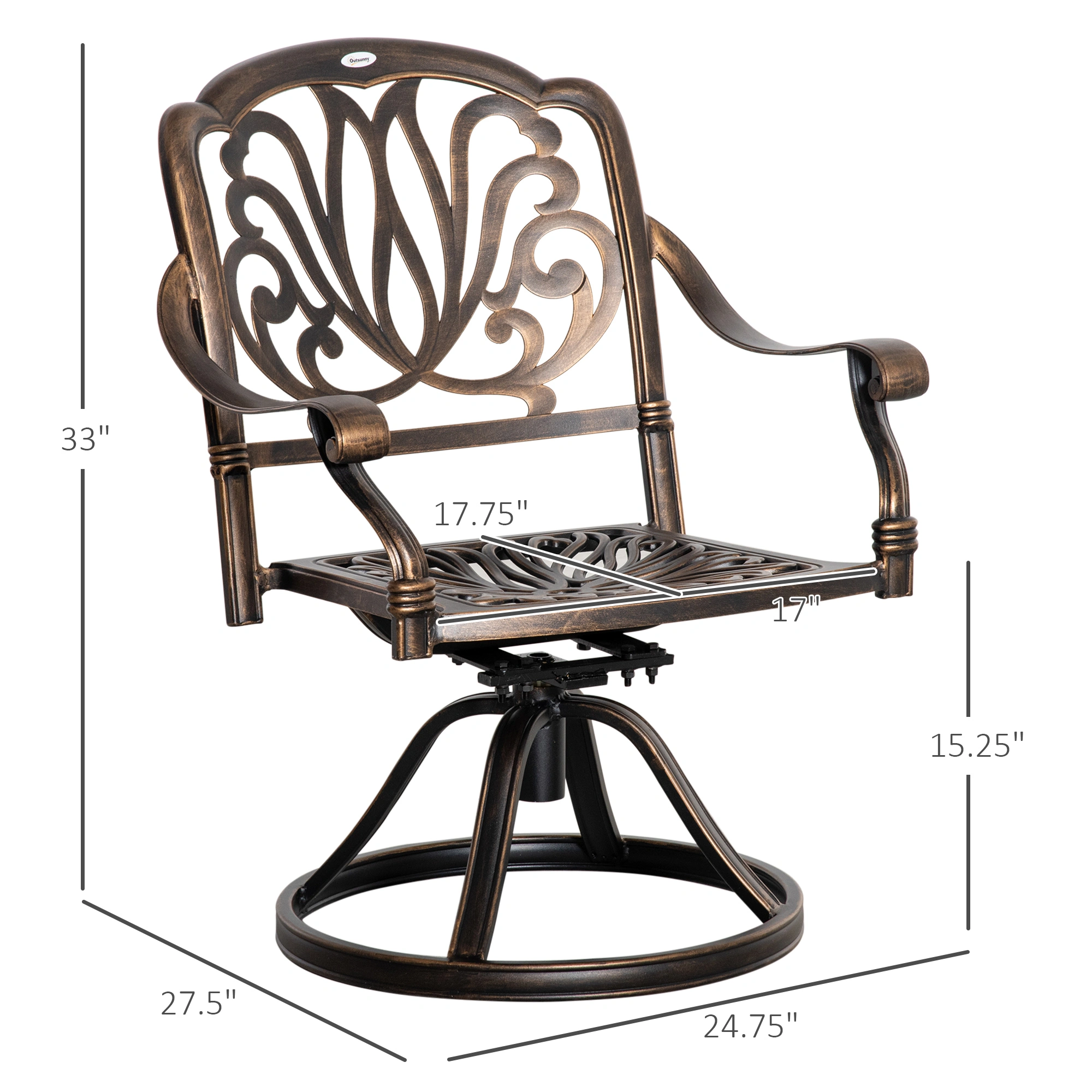 Garden Rocking Chair with Armrests, All-Weather Outdoor Seating, Rattan Style, Black view 3