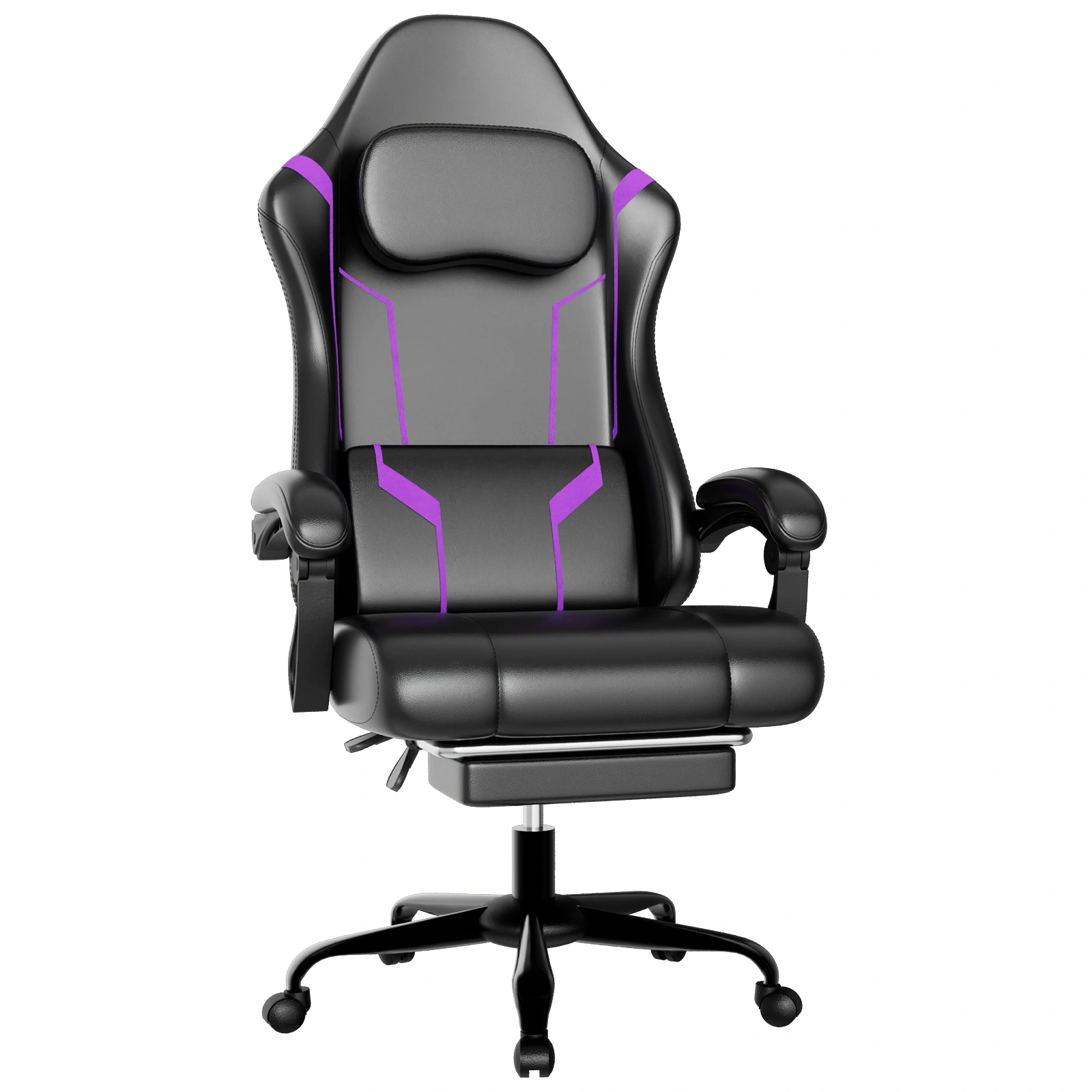 Ergonomic Gaming Chair with Pocket Spring Cushion, Footrest & Headrest - Height Adjustable Swivel Computer Chair