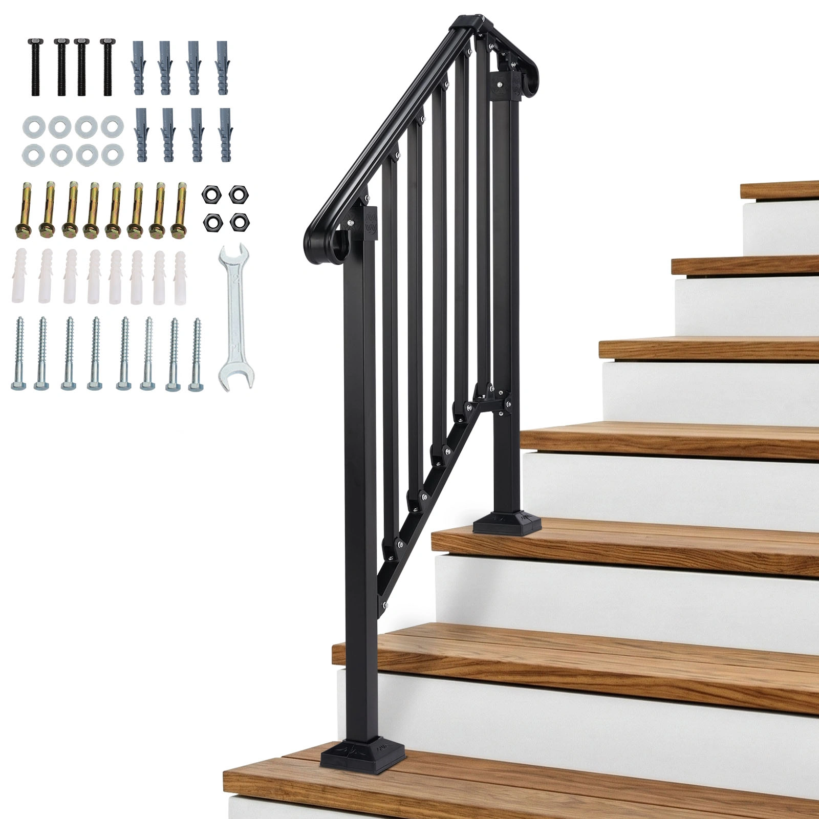 Matte Black 2-Tier ABS Plastic Handrail for Outdoor Patio Stairs - Durable Deck Railing Guard Rail view 5