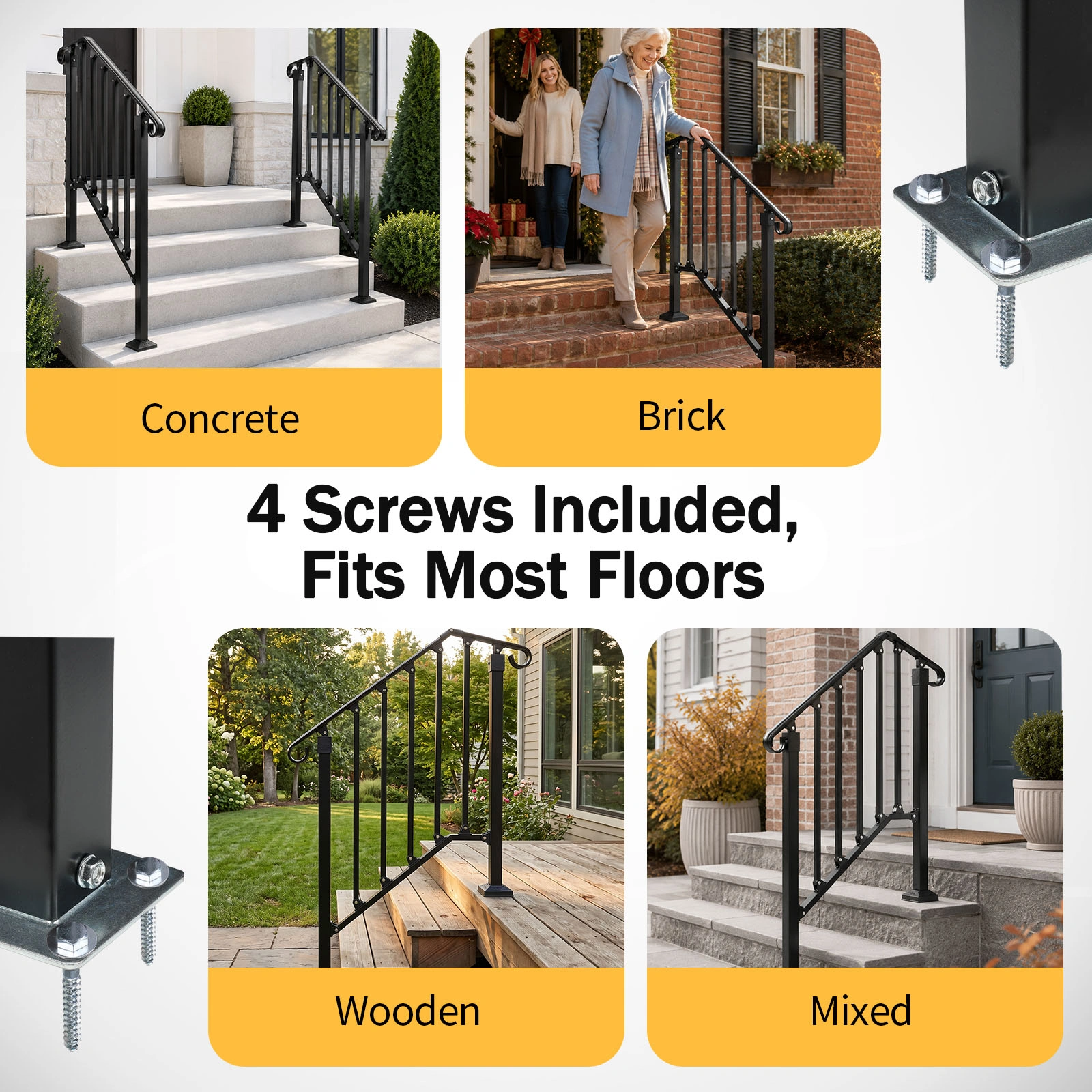 Matte Black 2-Tier ABS Plastic Handrail for Outdoor Patio Stairs - Durable Deck Railing Guard Rail view 7