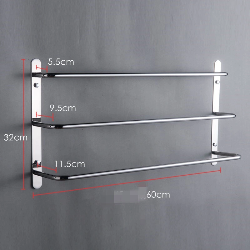 304 Stainless Steel Hand Polishing Finished Three Stagger Layers Towel Bars Towel Rack Wall Mounted Multilayer Bathroom Accessories 23.62 inch bars KJWY003YIN-60CM view 3