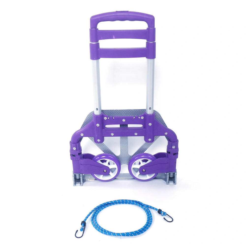 Portable Aluminum Folding Cart Dolly, Collapsible Hand Truck Trolley for Luggage & Household Moving, Purple