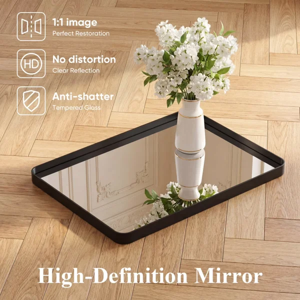 Anti-Fog Bathroom Wall Mirror - 30" x 40" Shatterproof Mirror with Rectangular Metal Frame, Black (Shipment from Walmart) view 4