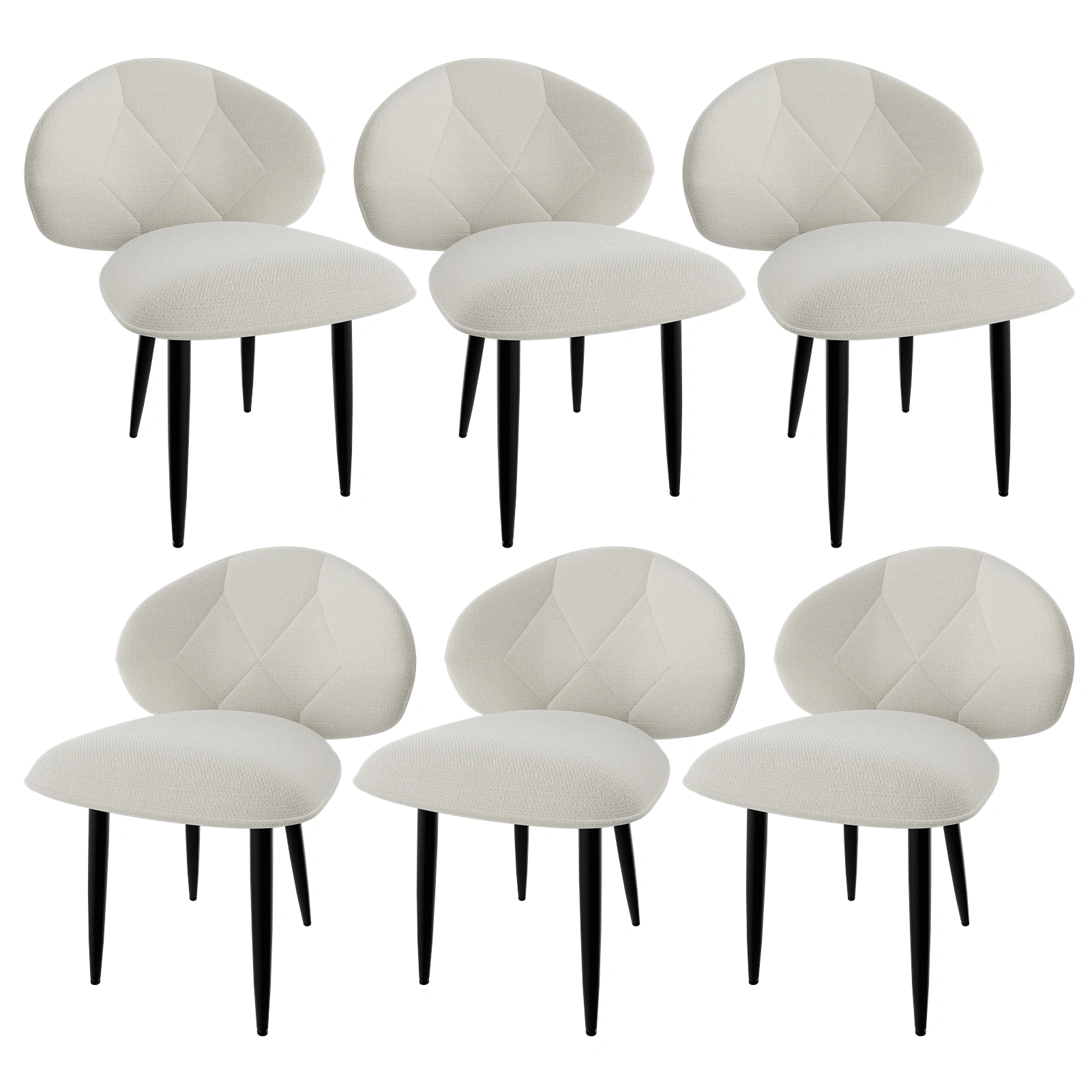 6-Pack Padded Dining Room Chairs, Modern Kitchen Chairs, Comfortable Wide Backrest Upholstered Dining Chair Set with Metal Legs