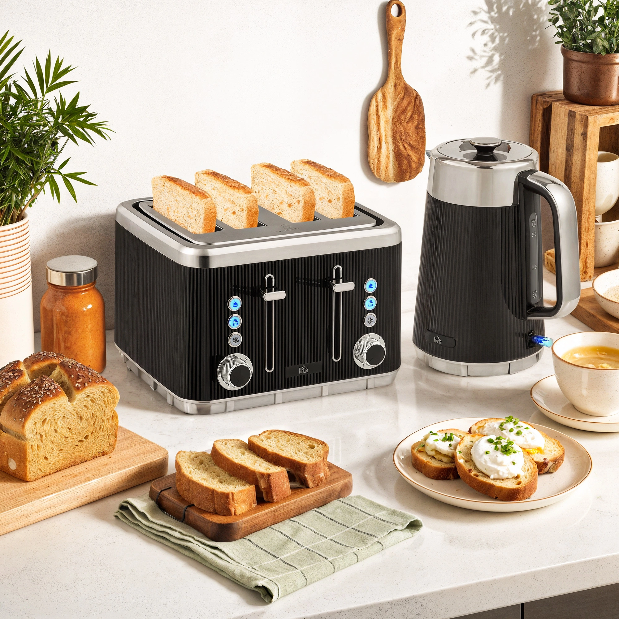 Premium Kettle and Toaster Set, 2-Piece Breakfast Bundle with Stainless Steel Finish