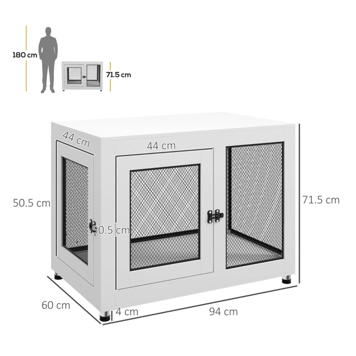 Extra Large Dog Crate with Divider, Heavy Duty Metal Pet Crate with Bowl Tray, Foldable Kennel for Big Dogs up to 90 lbs view 3