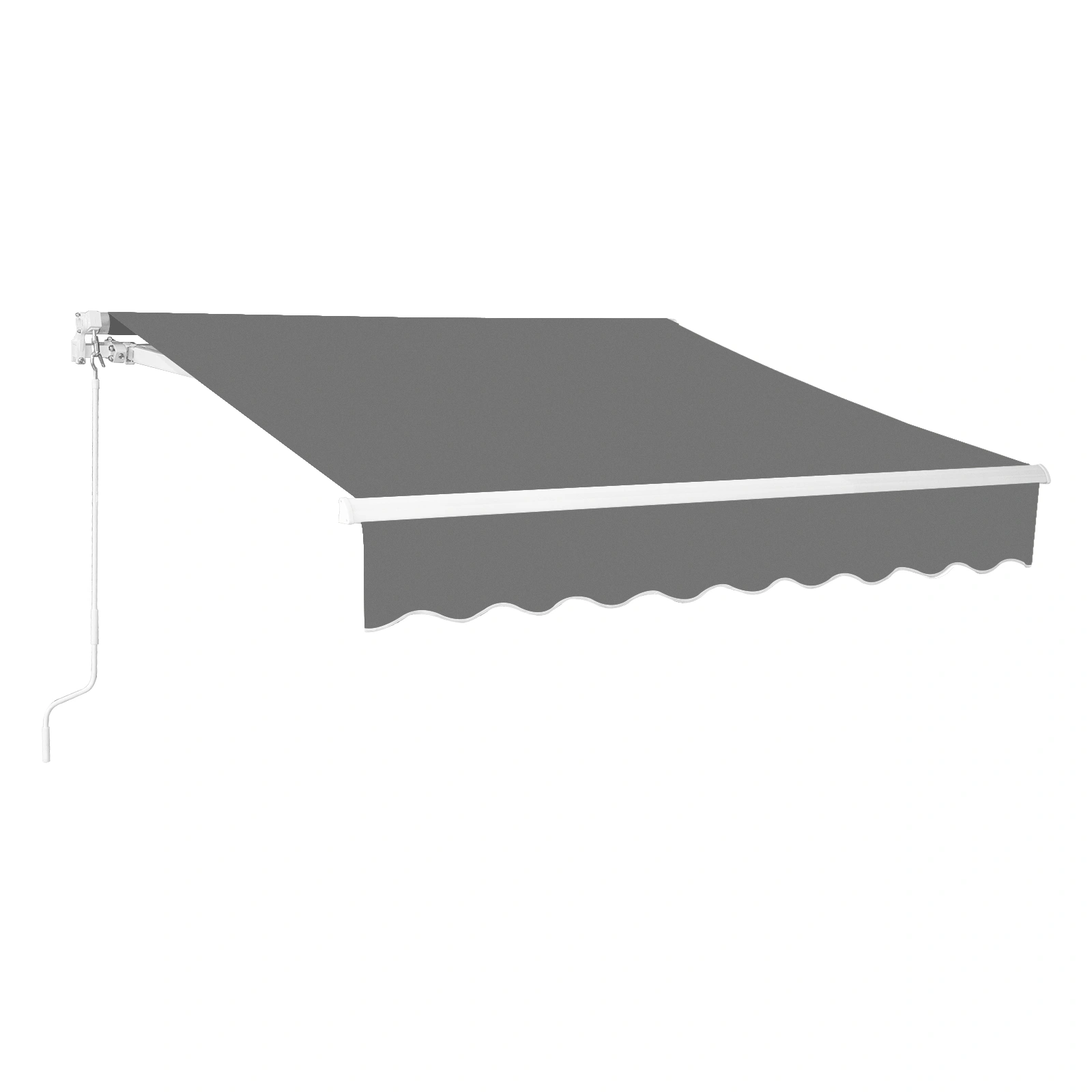 4"D x 117"W x 59"H Retractable Awning, Grey Outdoor Patio Canopy, Sunshade with Side Arms