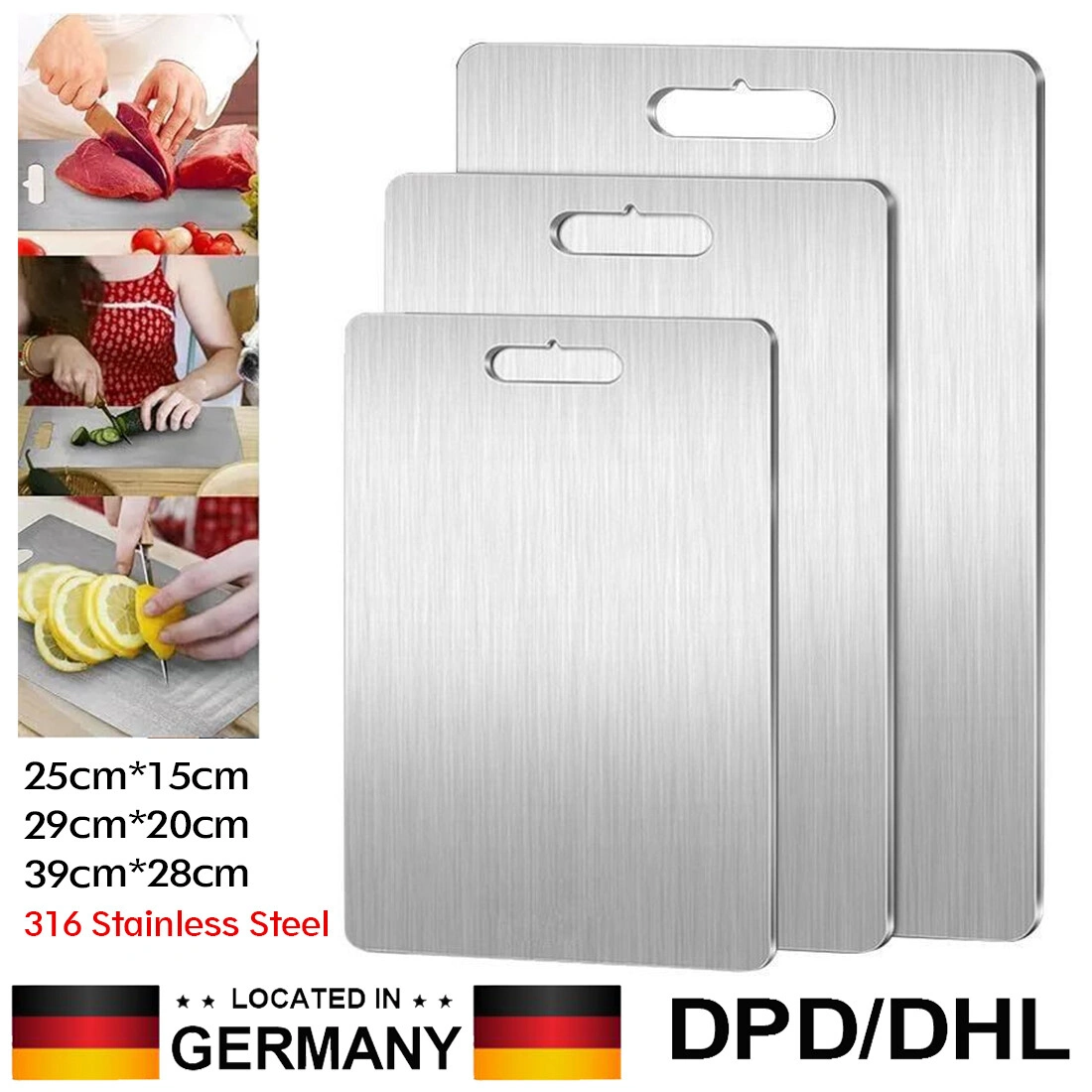 3 Pcs Titanium Cutting Board Double Sided Chopping Board for Kitchen