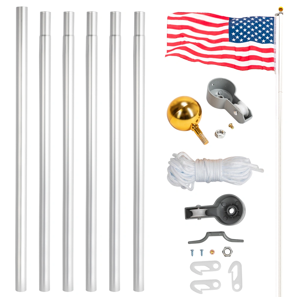 25ft Solemn Outdoor Decoration Sectional Halyard Pole US America Flag Flagpole Kit view 12