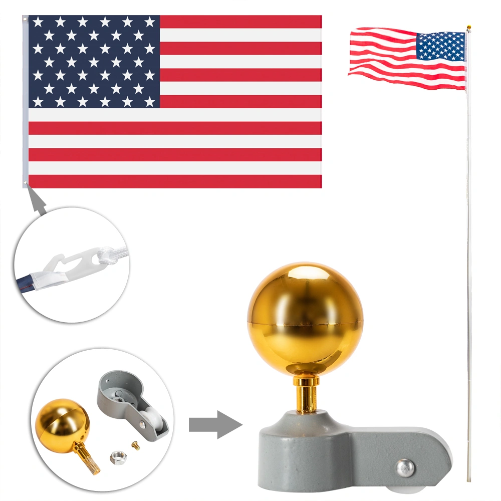 25ft Solemn Outdoor Decoration Sectional Halyard Pole US America Flag Flagpole Kit view 9