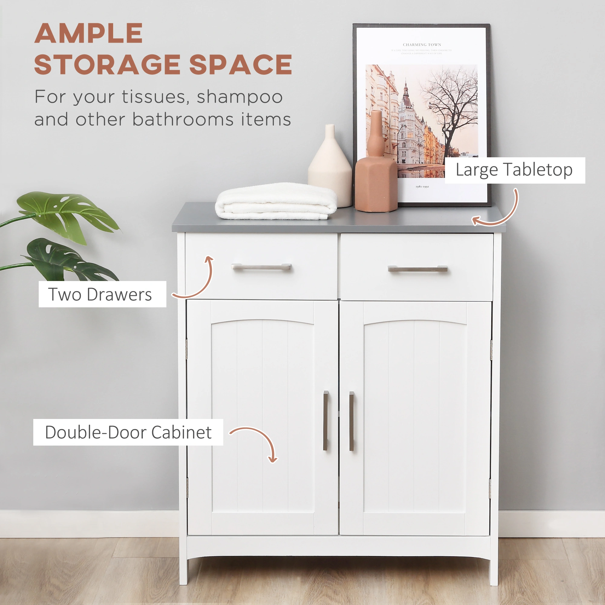 Bathroom Cabinet, Wall Mounted Vanity Storage, 23.6" W, Mirror Door, White Finish, Moisture-Resistant, Amazon & Walmart Compatible view 3
