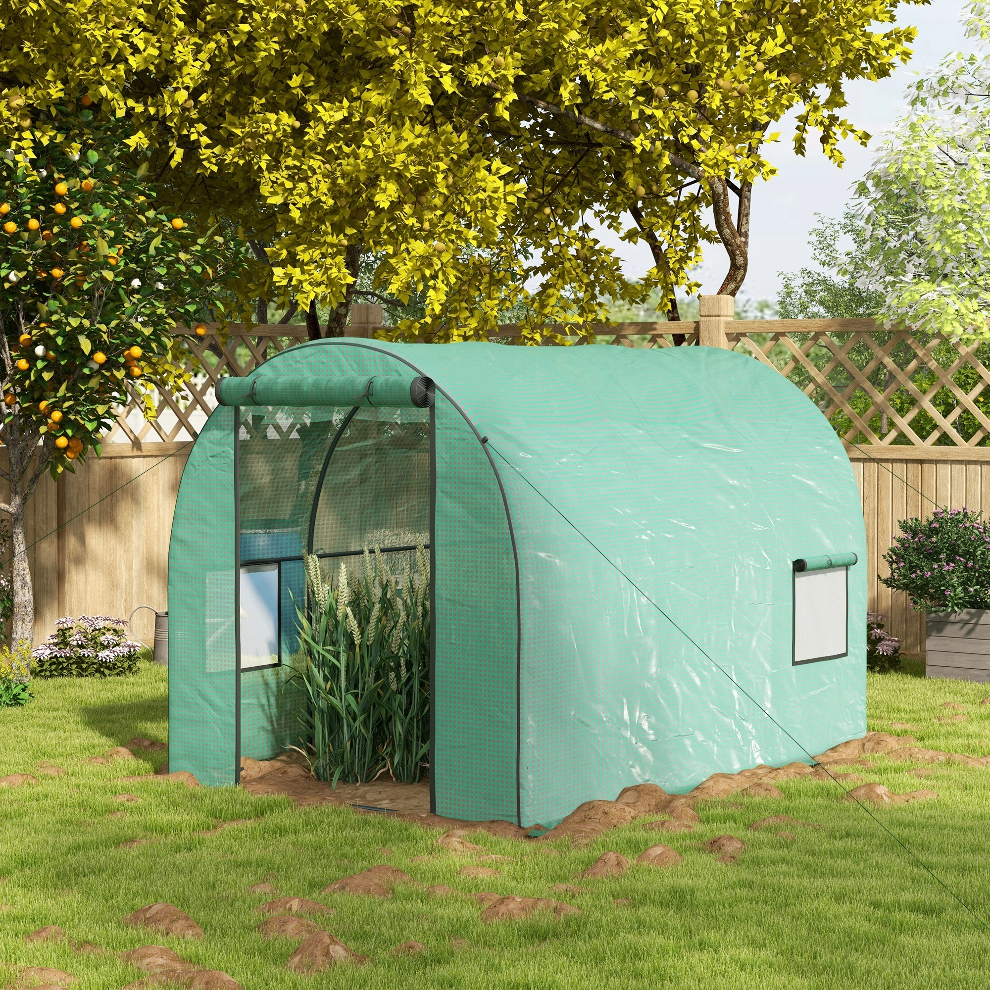 Walk-in Greenhouse Grow House, Heavy-Duty Outdoor Plant Tunnel with Ventilation for Gardening