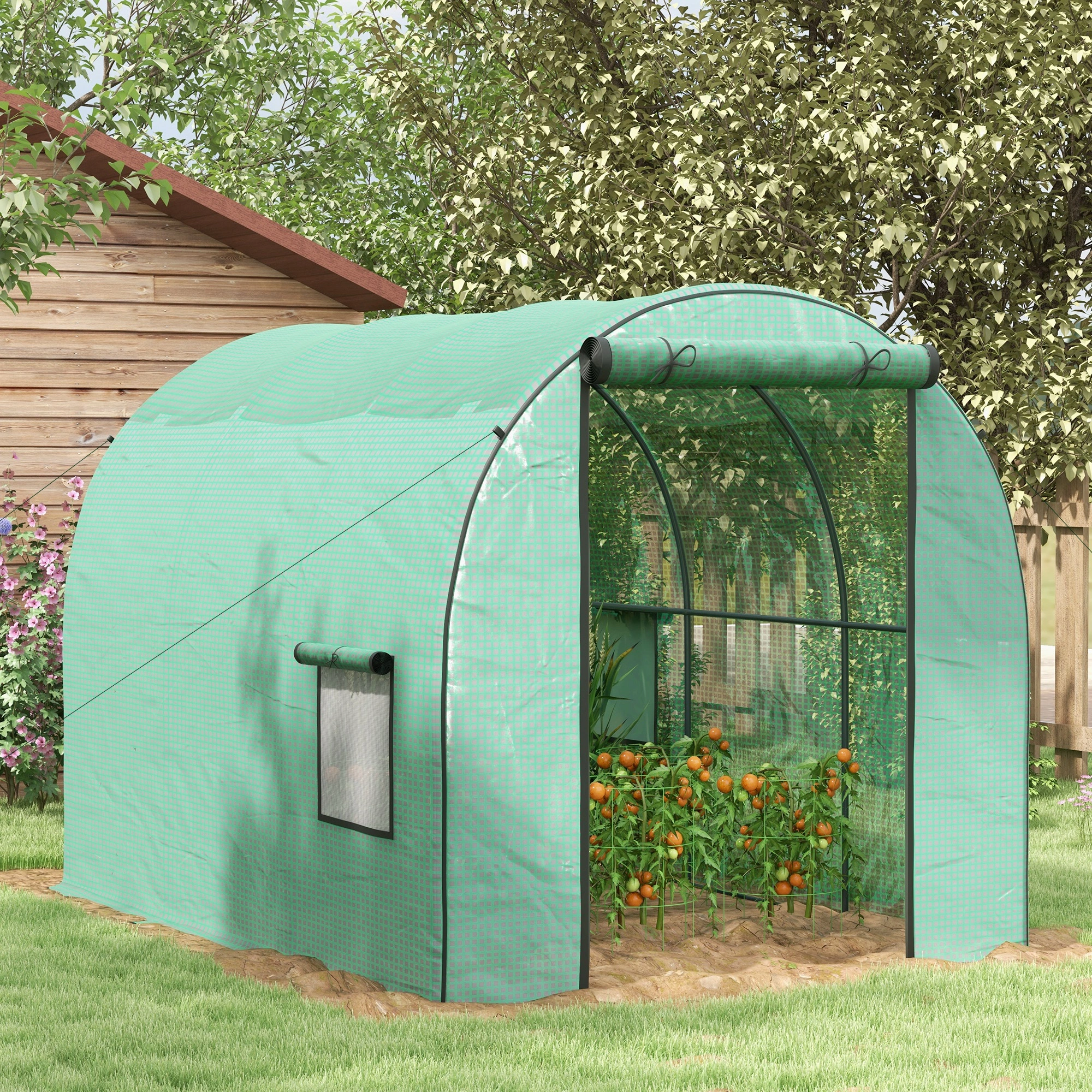 Walk-in Greenhouse Grow House, Heavy-Duty Outdoor Plant Tunnel with Ventilation for Gardening view 3