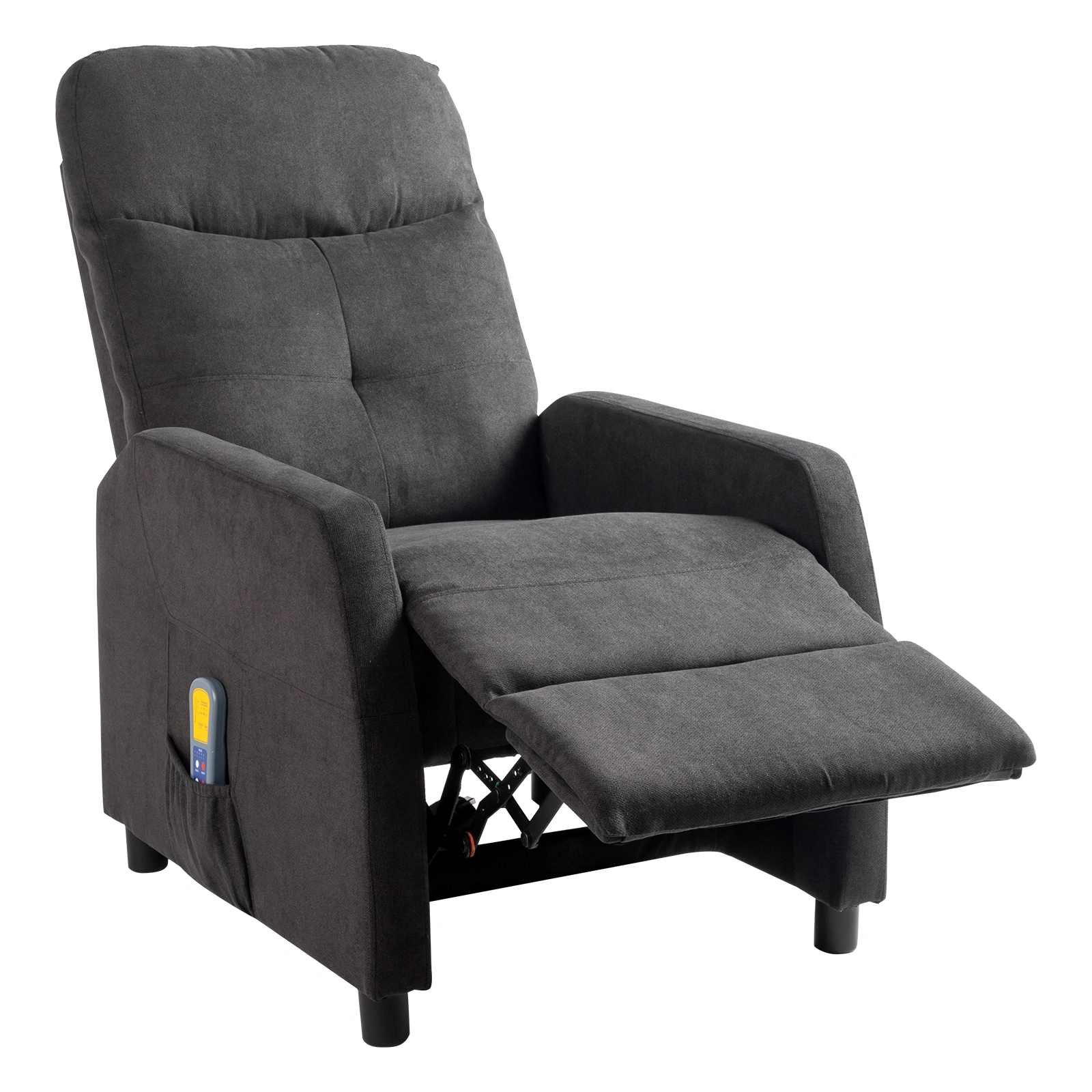 Black Fabric Electric Recliner Chair with 6-Point Massage & Heating Function, Power Recliner