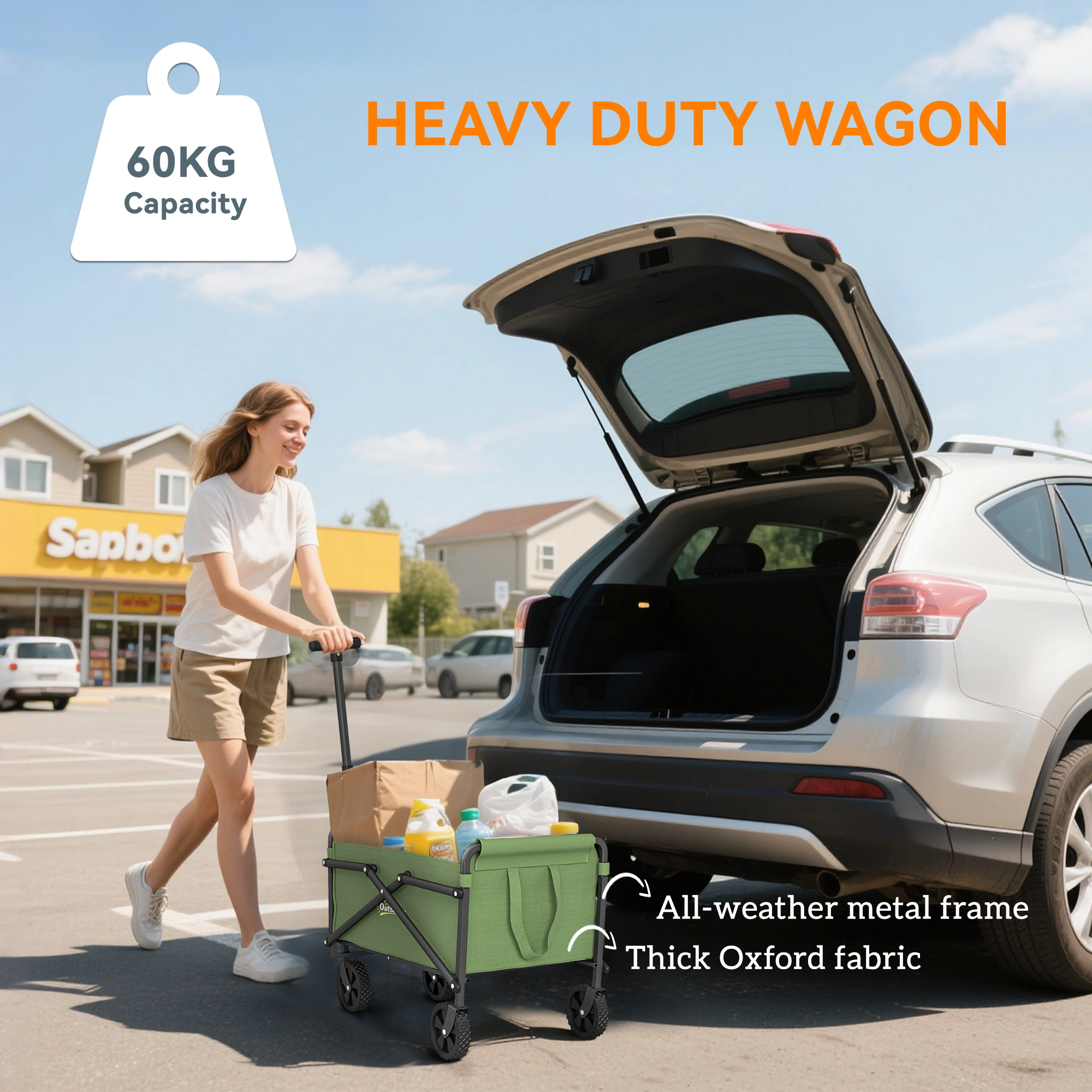 Portable Folding Hand Truck, Multi-Functional 3-Wheel Utility Cart, Collapsible Shopping Cart for Travel view 4