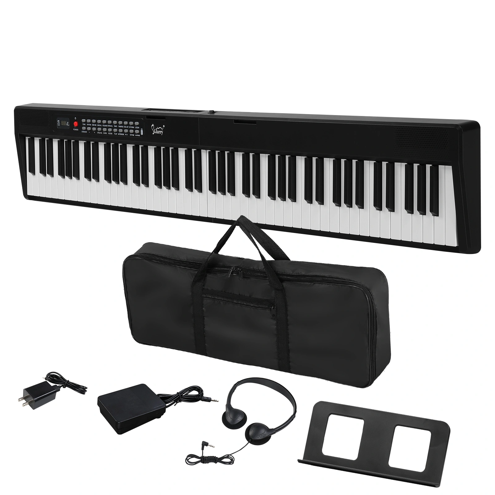 GPP-106 88 Key Folding Piano, Semi-Weighted Digital Keyboard, MIDI Bluetooth, Includes Handbag & Headphones, Black